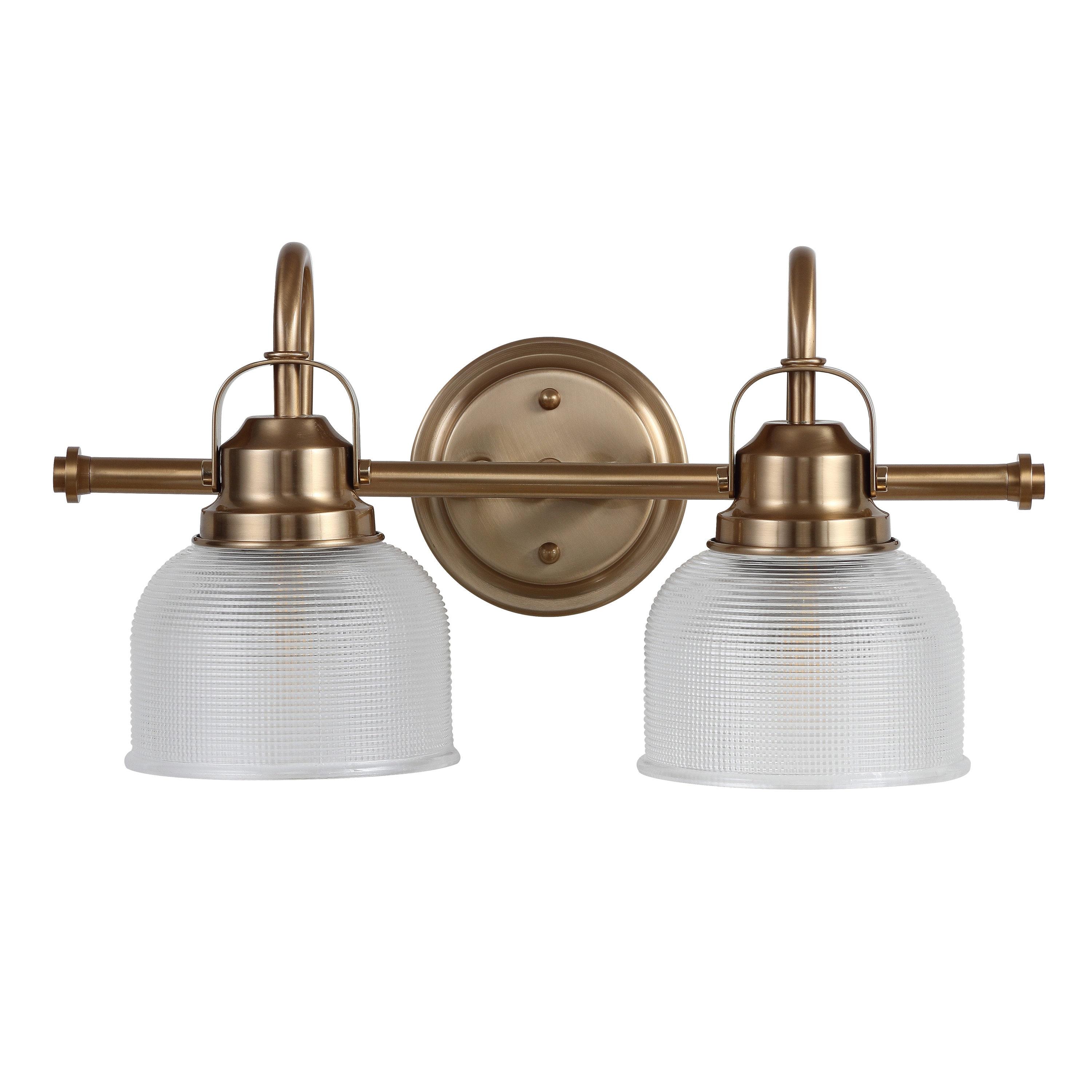 17.25" LED 2-Light Metal/Glass Virginia Pendent Brass/Gold - JONATHAN Y: ETL Listed, Bathroom Fixture, Bright Light