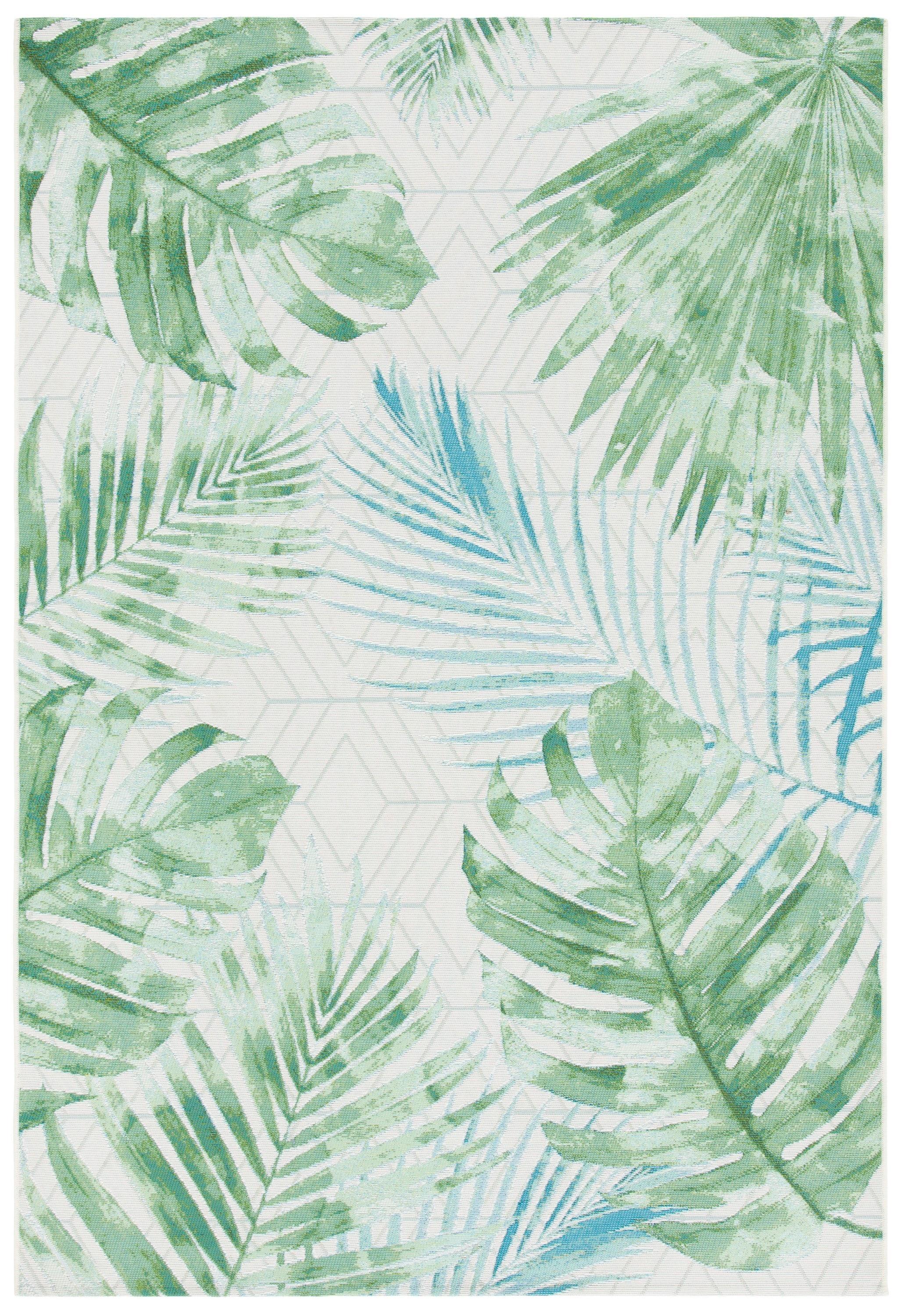 Barbados BAR590 Power Loomed Indoor/Outdoor Area Rug - Green/Teal - 5'3"x7'6" - Safavieh.