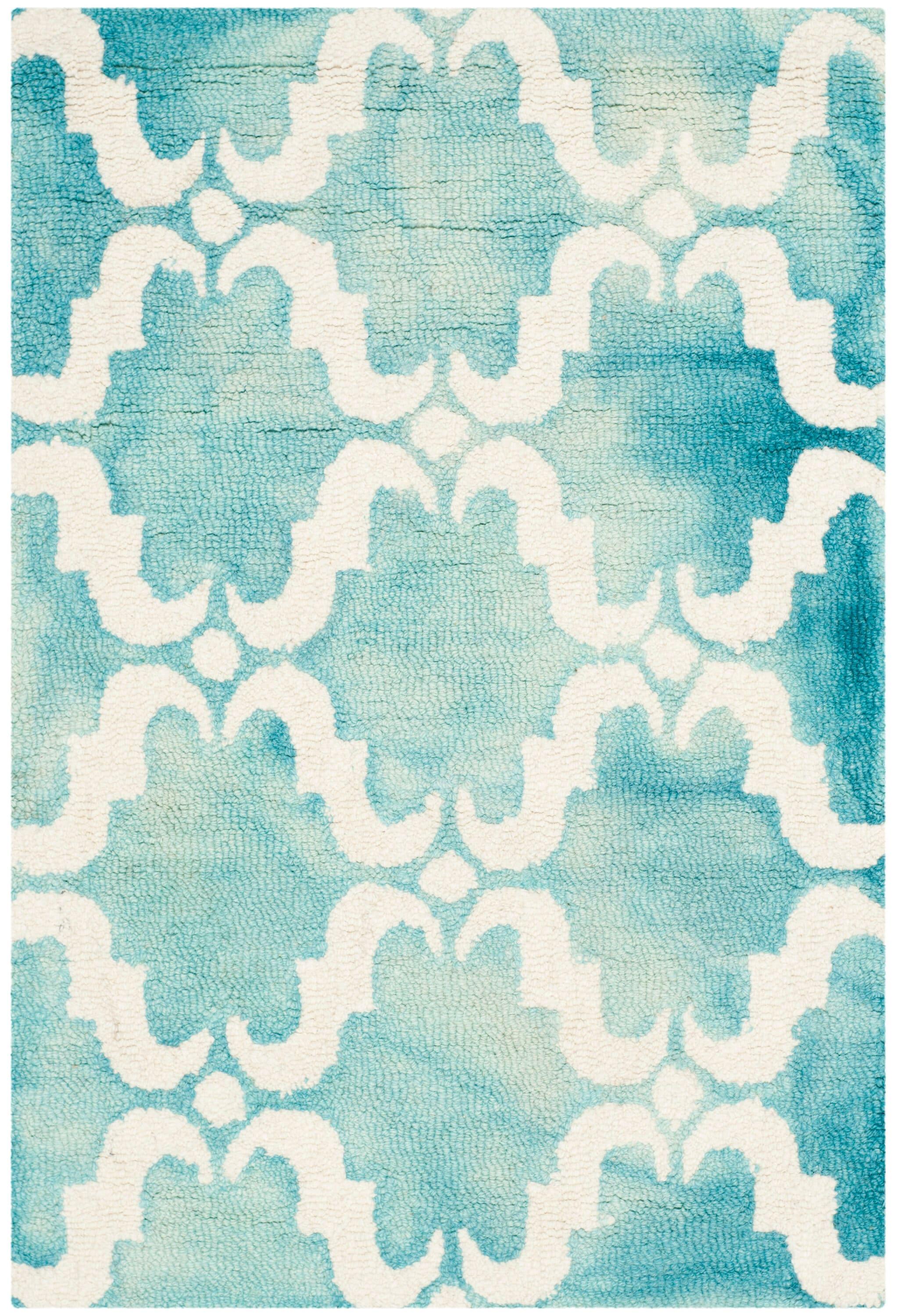 Dip Dye DDY536 Hand Tufted Indoor Accent Rug - Turquoise/Ivory - 2'x3' - Safavieh