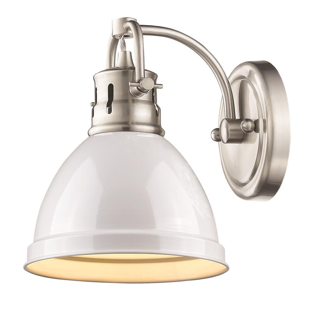 Golden Lighting Duncan 1-Light Wall Sconce in Pewter with White