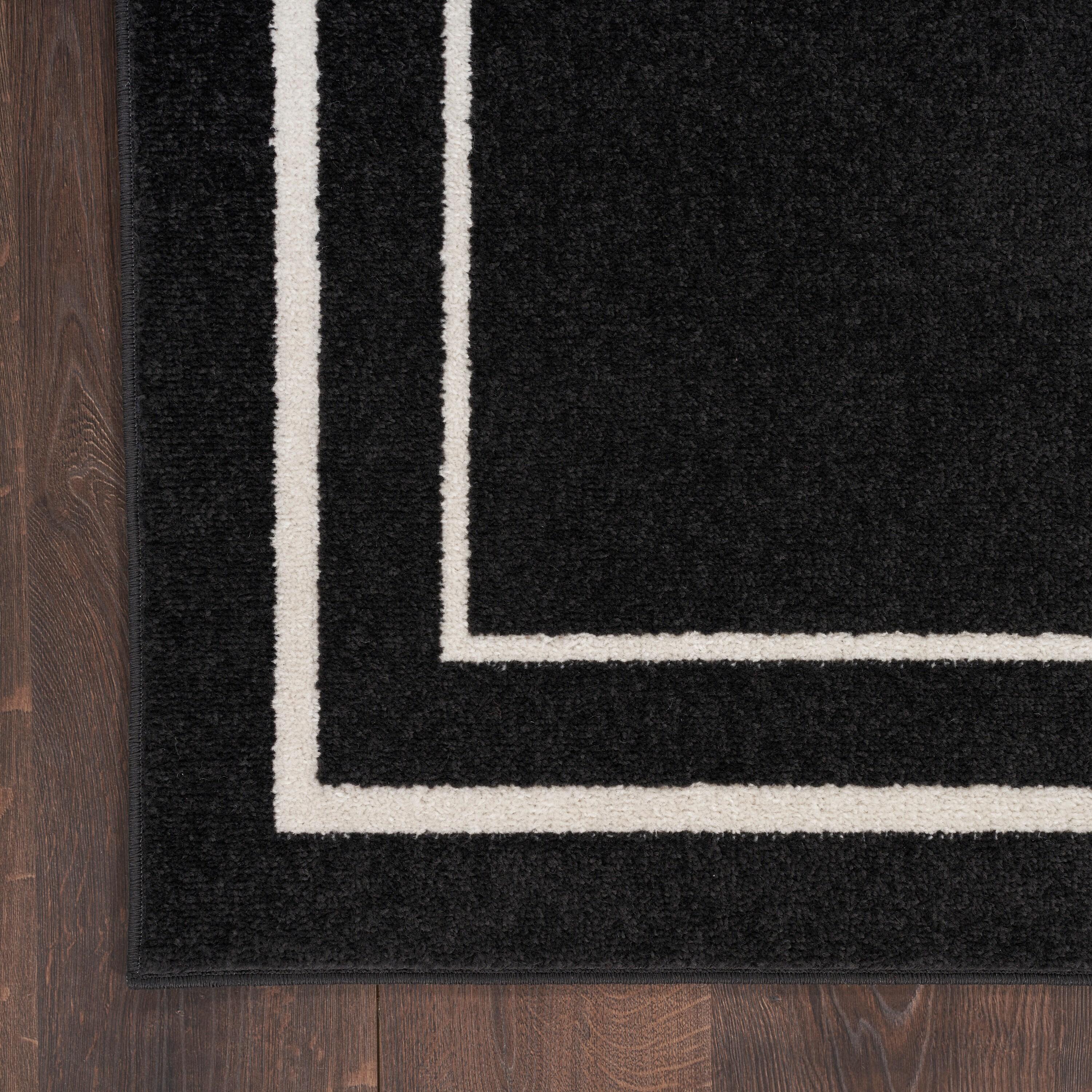 Nourison Essentials Indoor/Outdoor Black Ivory 2' x 6' Area Rug, (2x6)