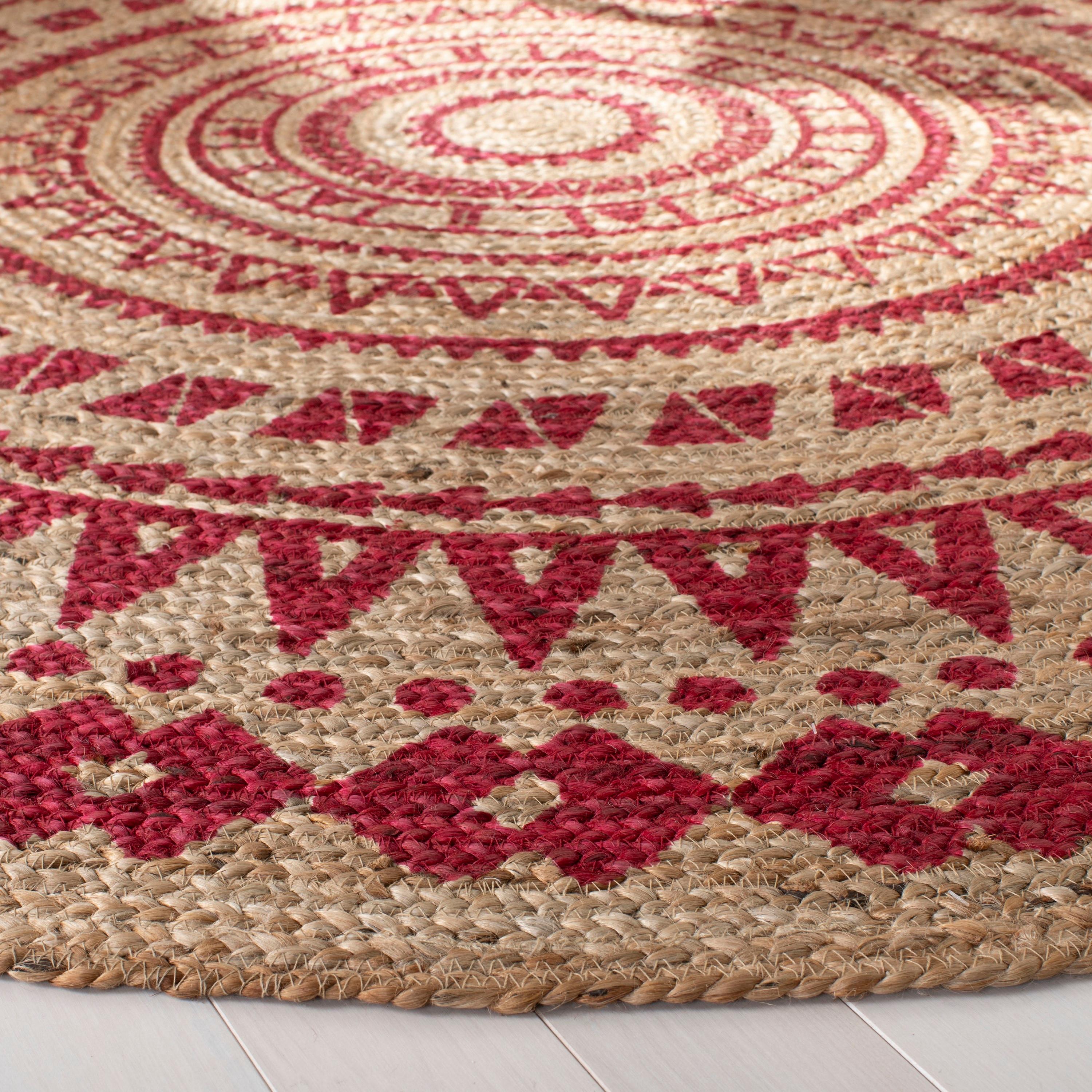 Natural Fiber NF802 Hand Woven Indoor Area Rug - Fuchsia/Natural - 4' Round - Safavieh