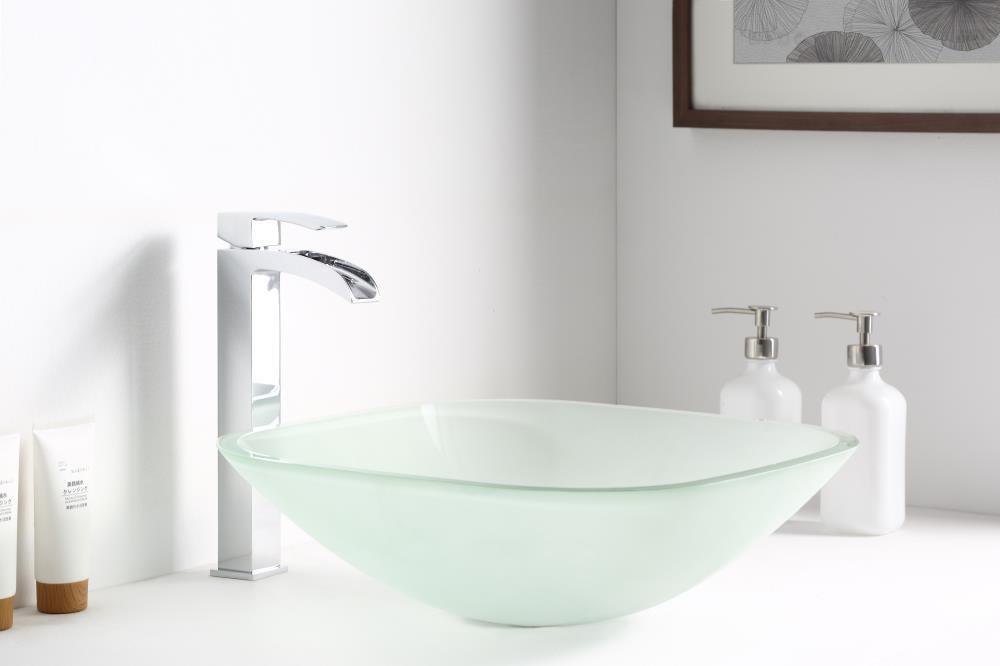 ANZZI LS-AZ8125 ANZZI Victor 16.5'' Matte Clear Tempered Glass Square Bathroom Sink