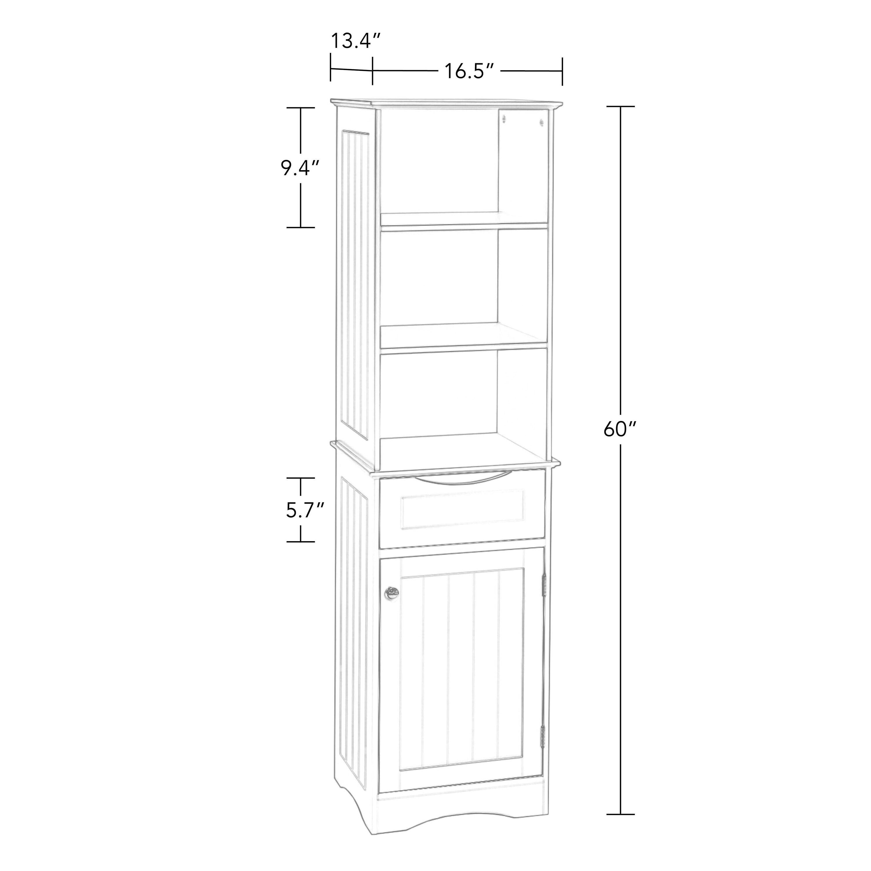 RiverRidge Ashland Tall Bathroom Storage Linen Cabinet and Organizer with Drawer and Shelves