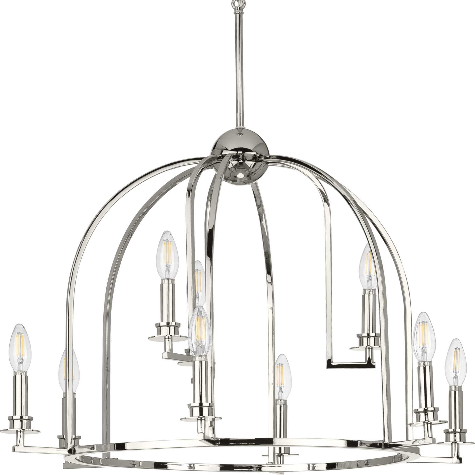 P400187-104-Progress Lighting-Seneca - Chandeliers Light - 9 Light in Farmhouse style - 30 Inches wide by 20.88 Inches high-Polished Nickel Finish