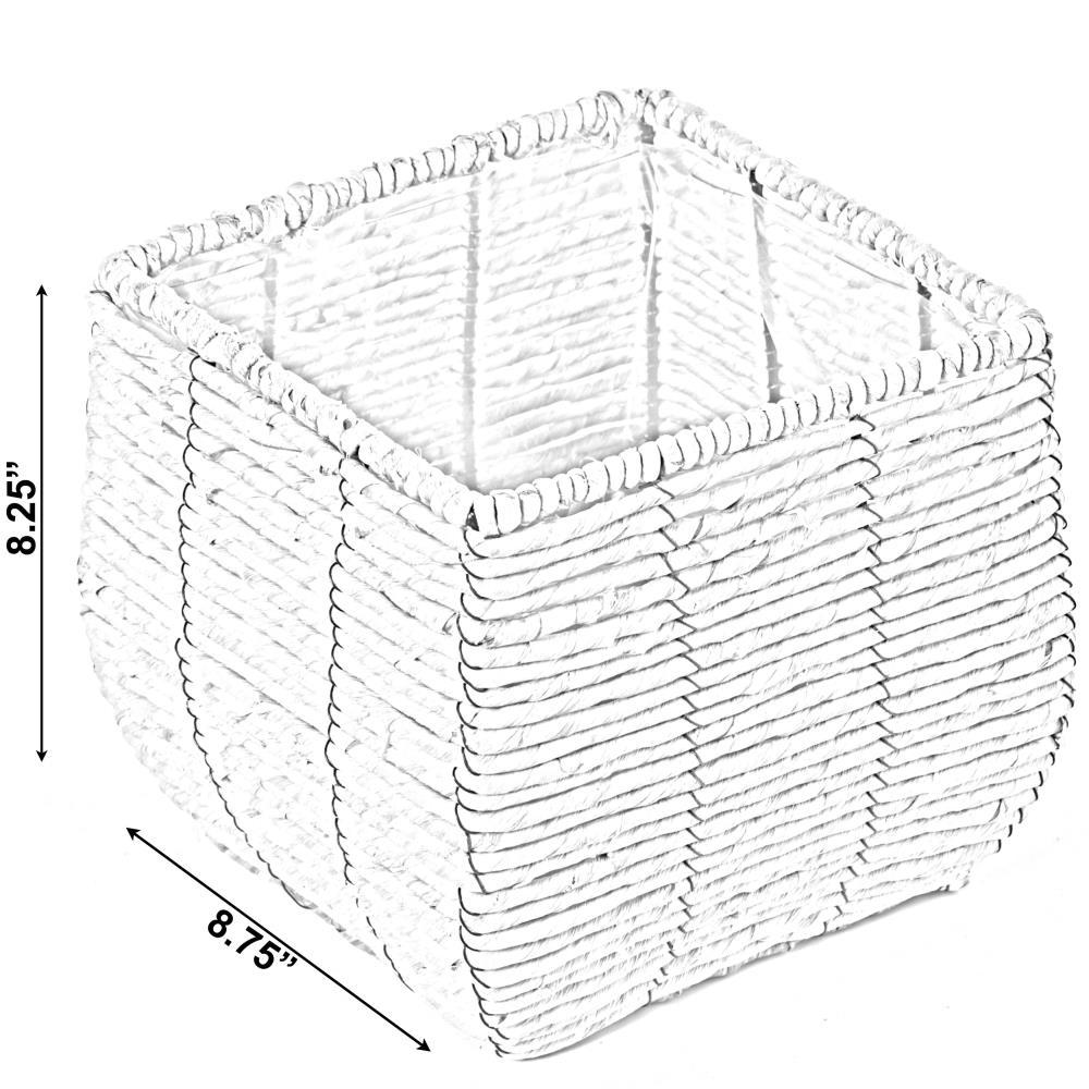 Woven Square Flower Pot Planter with Leak-Proof Plastic Lining