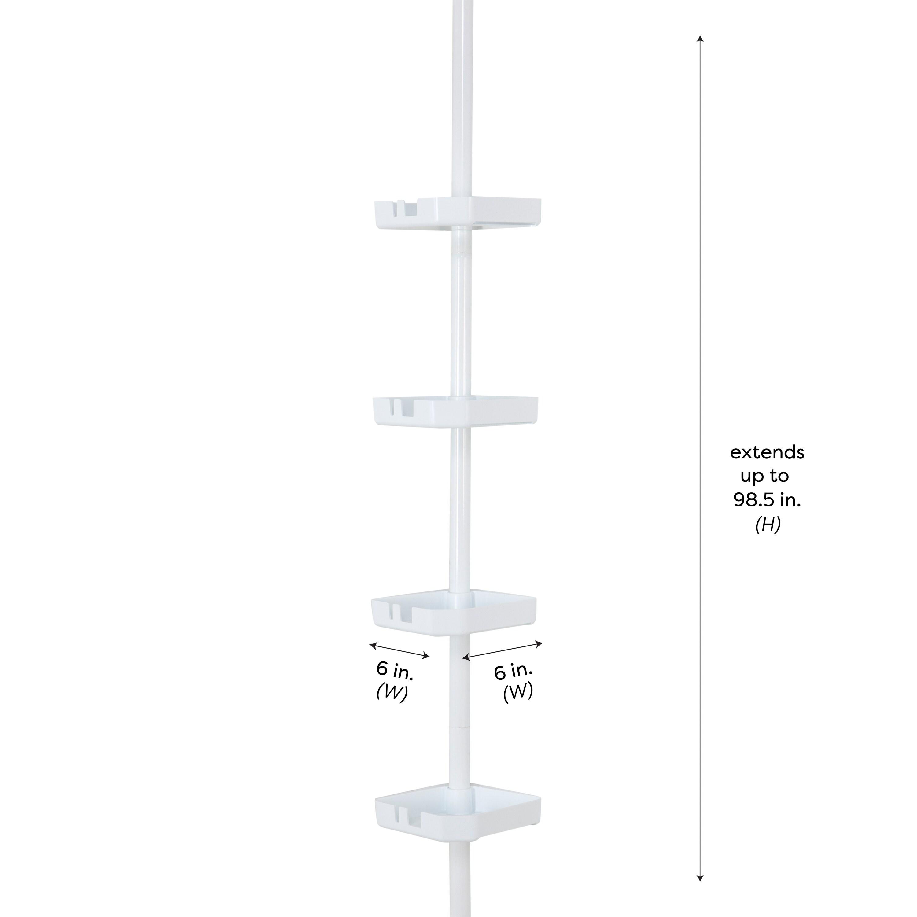 Bath Bliss 4 Tier Tension Corner Shower Organizer Caddy White