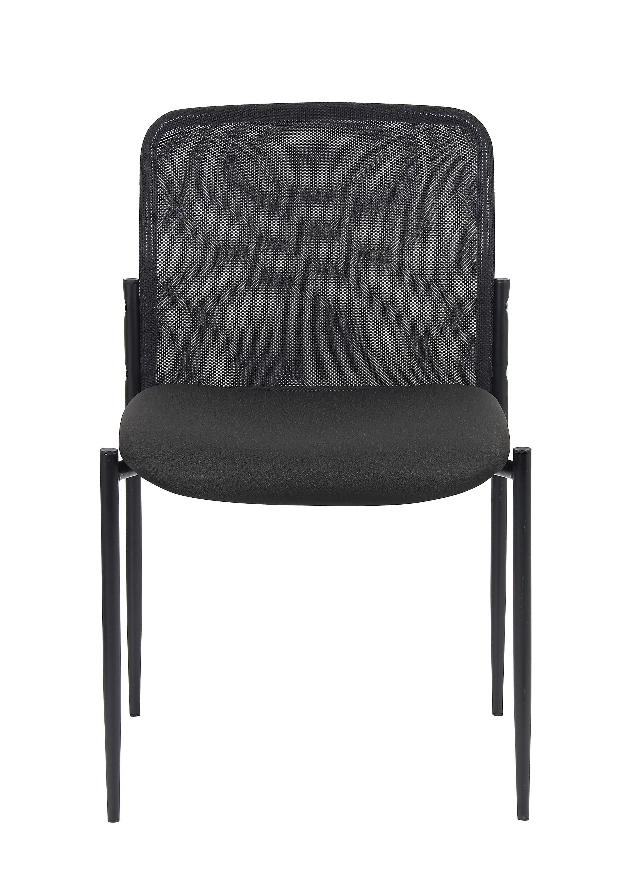 Mesh Guest Chair Black - Boss Office Products: Armless, Stackable, Metal Frame