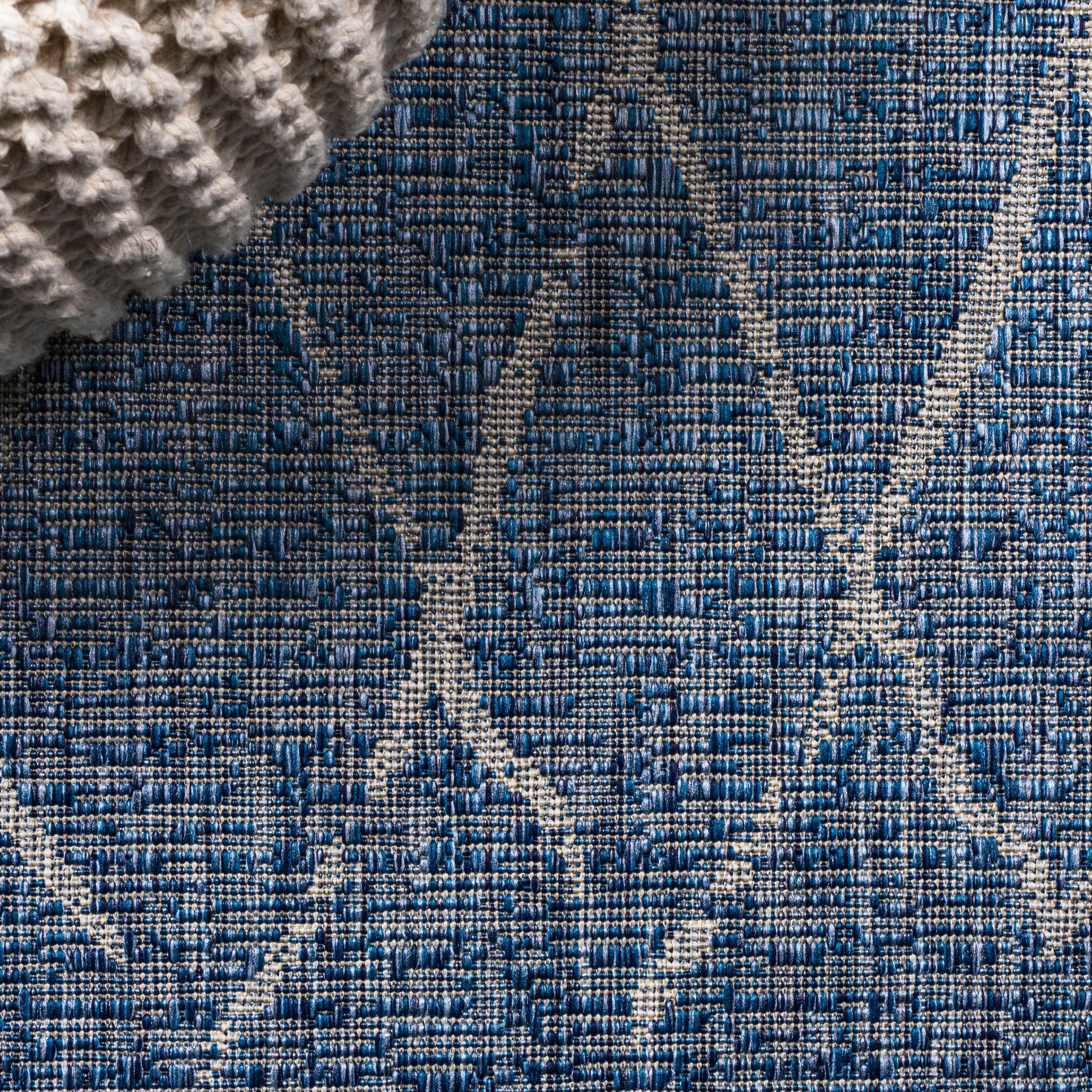 2'x8' Madaba Moroccan Trellis Indoor/Outdoor Runner Rug, Navy/Light Gray - JONATHAN Y