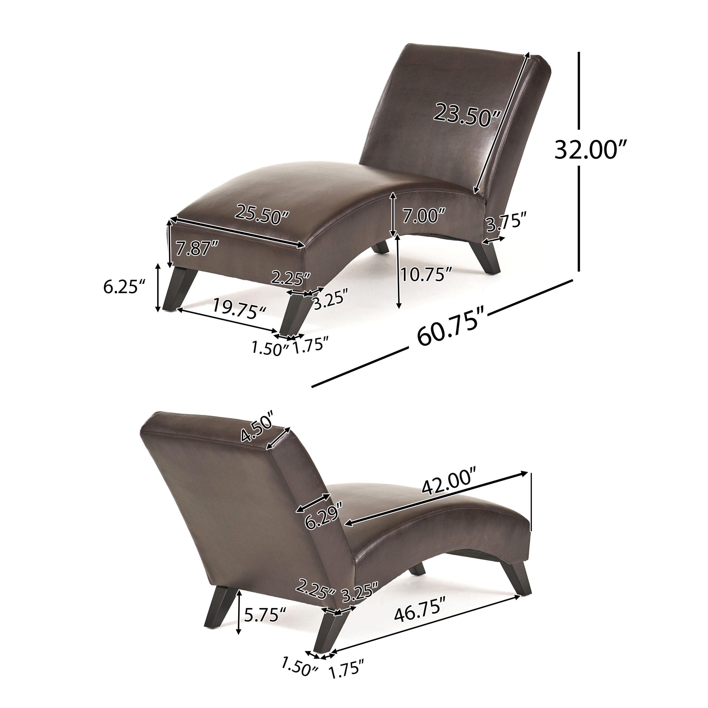 Finlay Leather Chaise Lounge Brown - Christopher Knight Home: Curved Comfort for Living Room