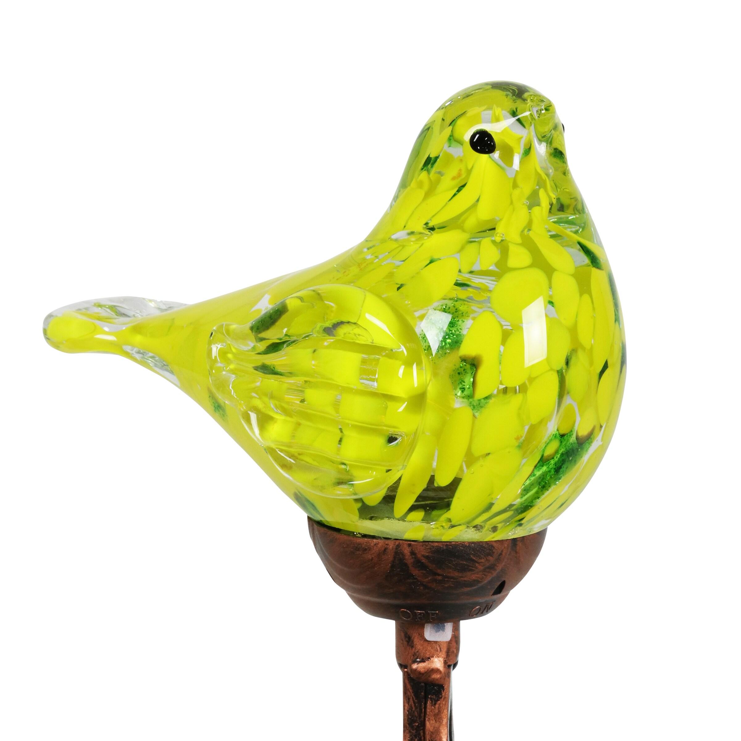 Exhart Exhart Solar Pearlized Hand Blown Glass Bird Garden Stake, 6 by 31 Inches