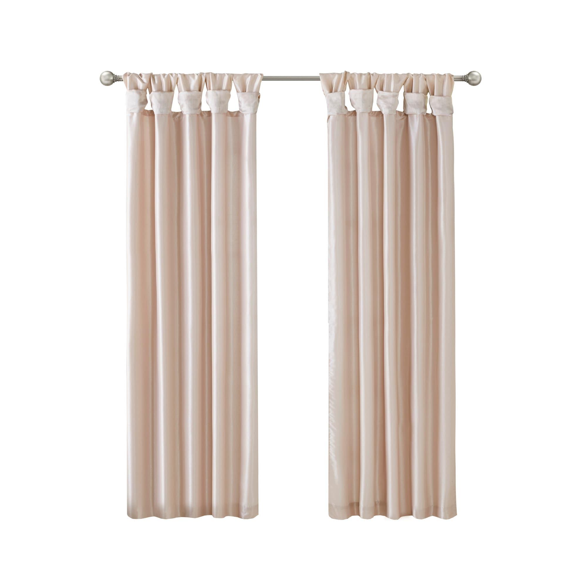 Madison Park Twist Tab Lined Window Curtain - Solid Print, Blush, 50"W x 84"L - Emilia