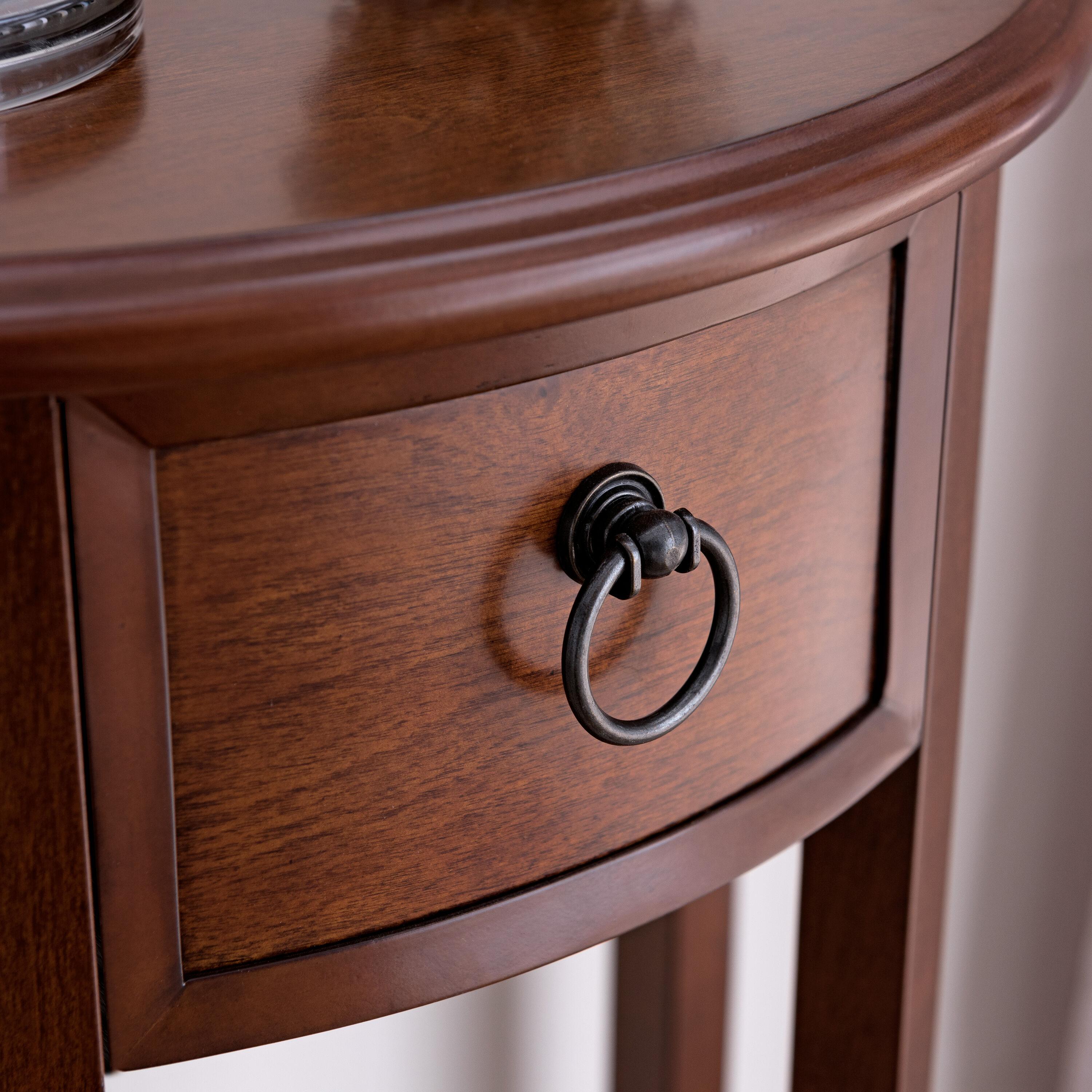 Demilune Hall Stand - Chocolate Cherry - Leick Home: Entryway Furniture with Drawer & Lower Shelf