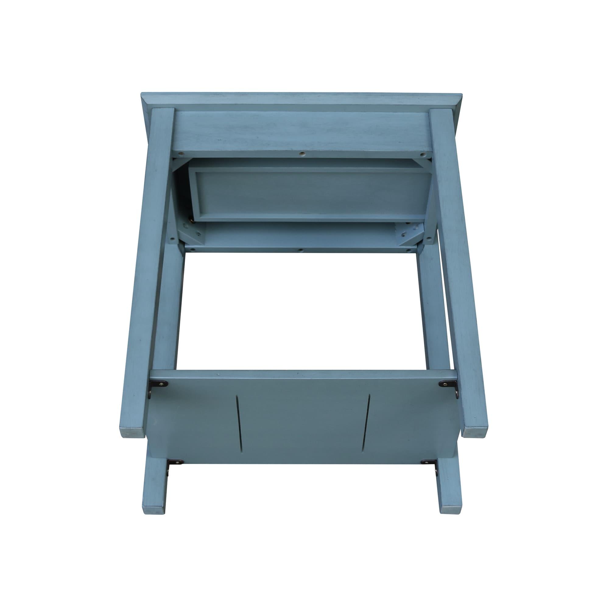 Narrow End Table Ocean Blue - International Concepts: Solid Wood, Mid-Century Modern, Drawer & Shelf