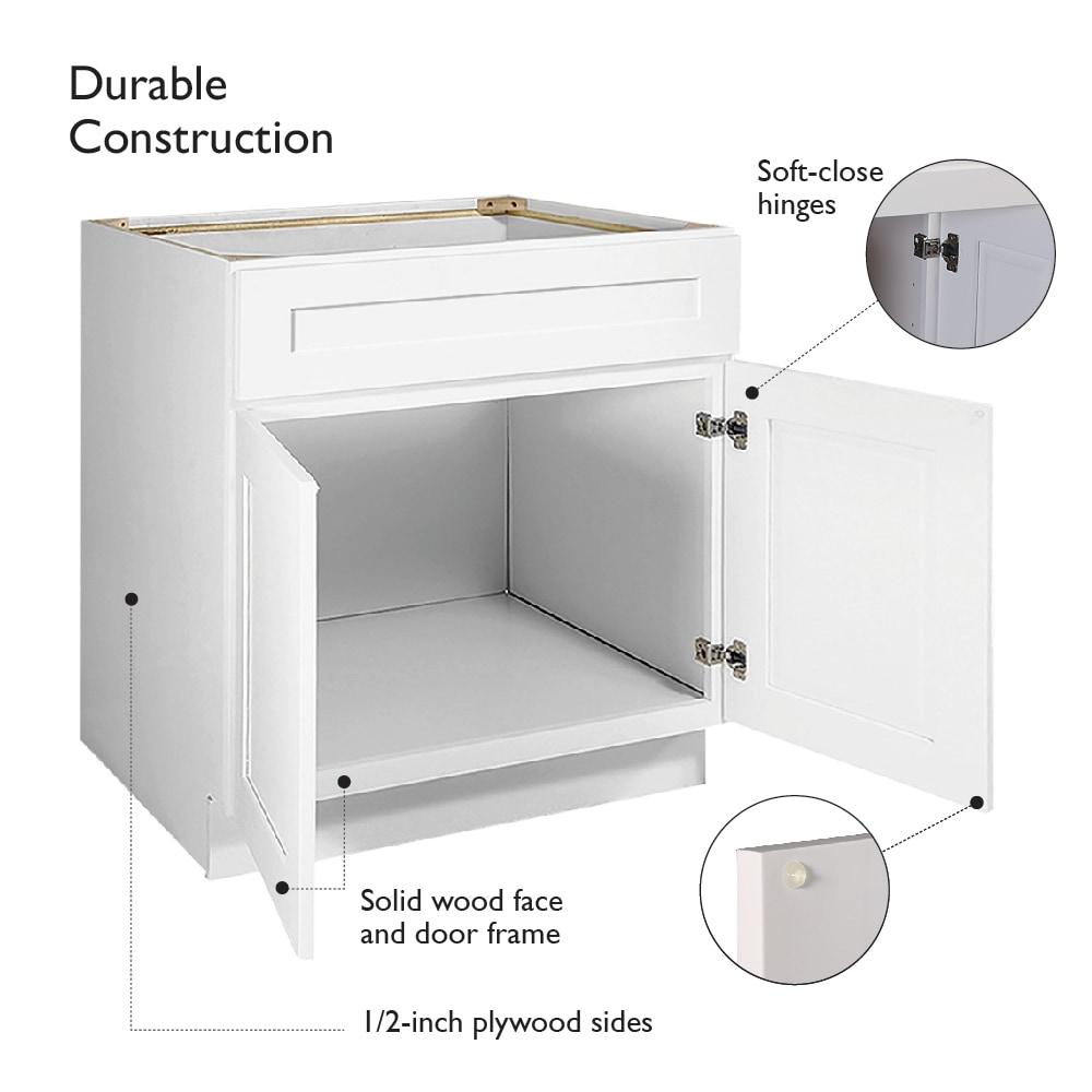 Design House Brookings Unassembled Shaker Sink Base Kitchen Cabinet, White