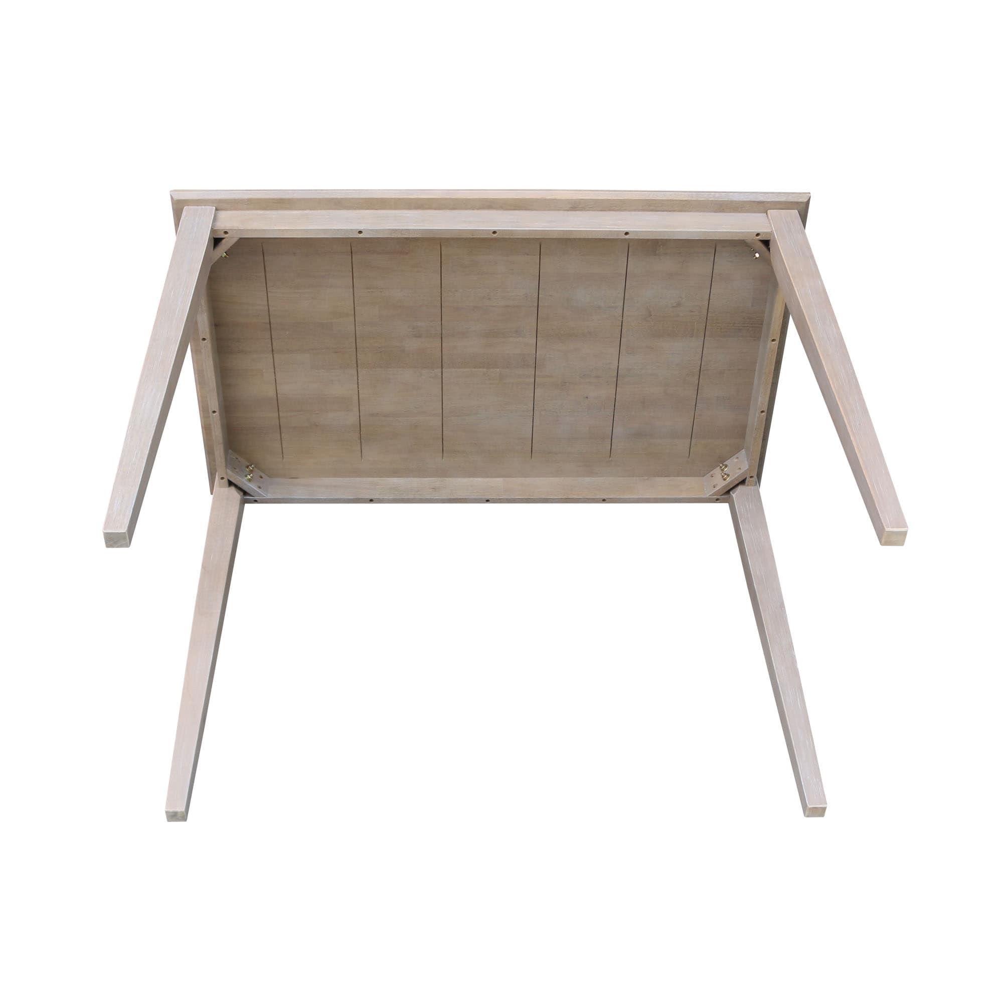 Solid Wood 30" X 48" Counter Height Table Washed Gray Taupe - International Concepts: Parawood, Non-Extension, Modern Style