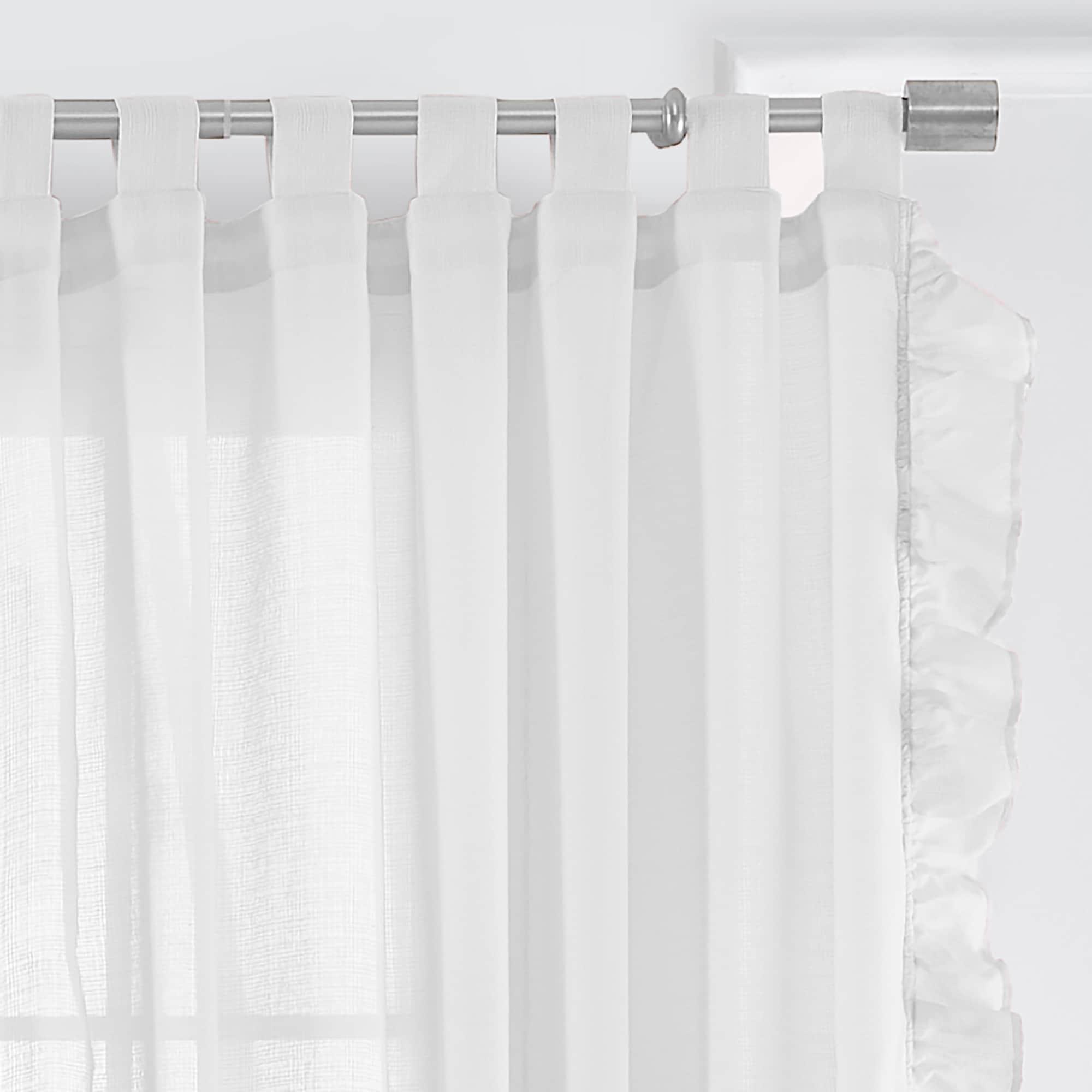 Elrene Bella Tab-Top Ruffle Cottagecore Single Sheer Window Curtain Panel - Elrene Home Fashions