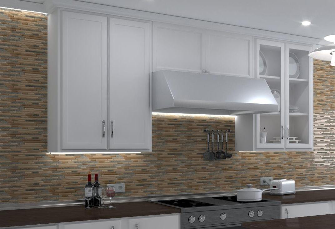 Andova Wright-Scape Straight Edge Glass & Slate Brick Joint Mosaic Kitchen Backsplash, Bathroom, Shower, Pool, Wall and Floor Tile