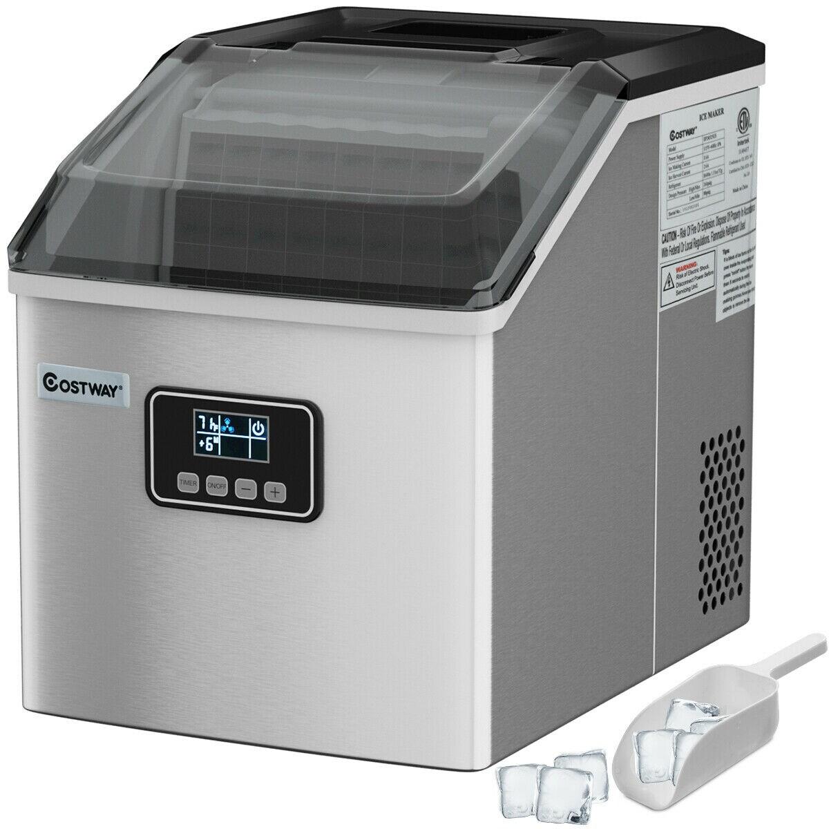 Calorful 48 Lbs Stainless Self-Clean Ice Maker With LCD Display
