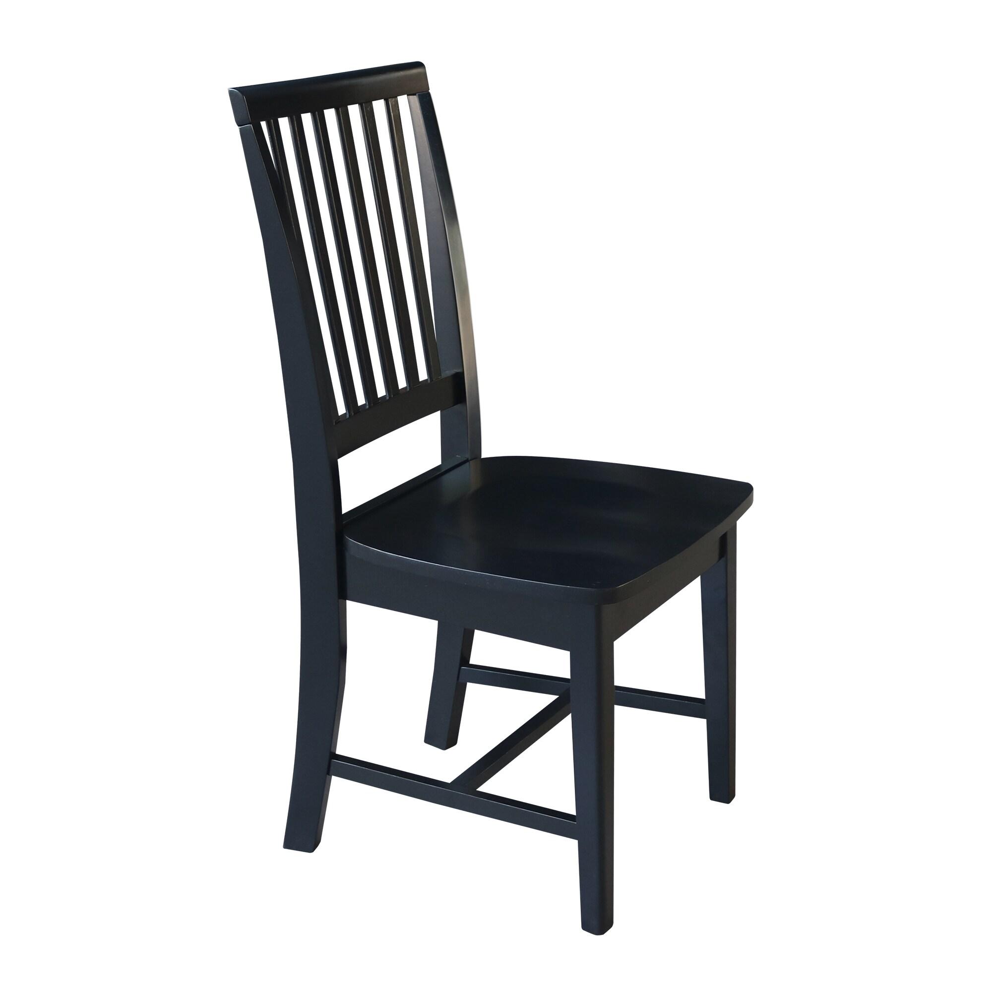 Set of 2 Mission Side Chair Black - International Concepts: Solid Wood, Slat Back, Armless