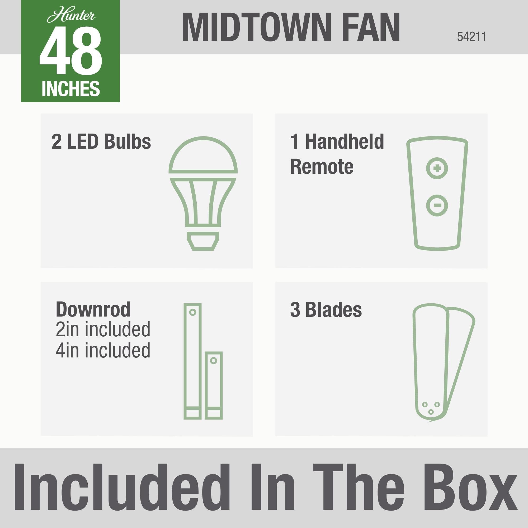 48" Midtown 3 - Blade Standard Ceiling Fan with Remote Control and Light Kit Included