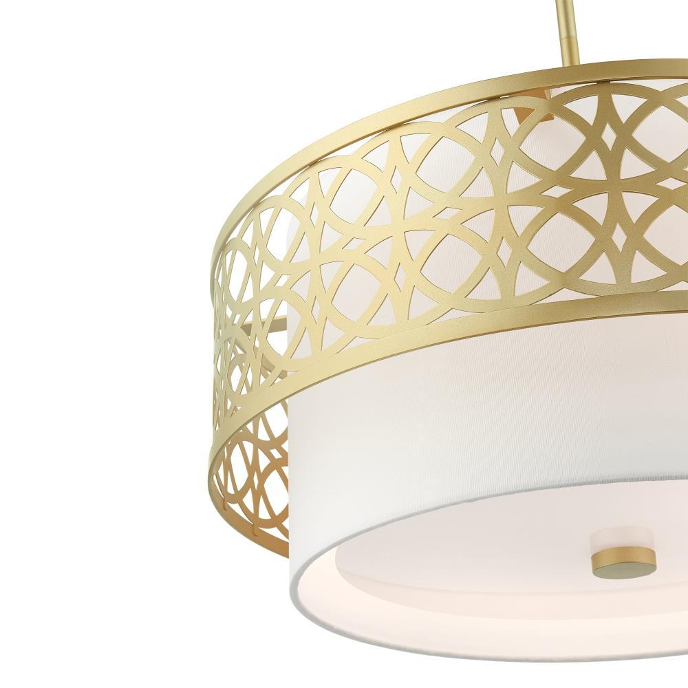 Calinda 4-Light Soft Gold LED Drum Pendant Chandelier