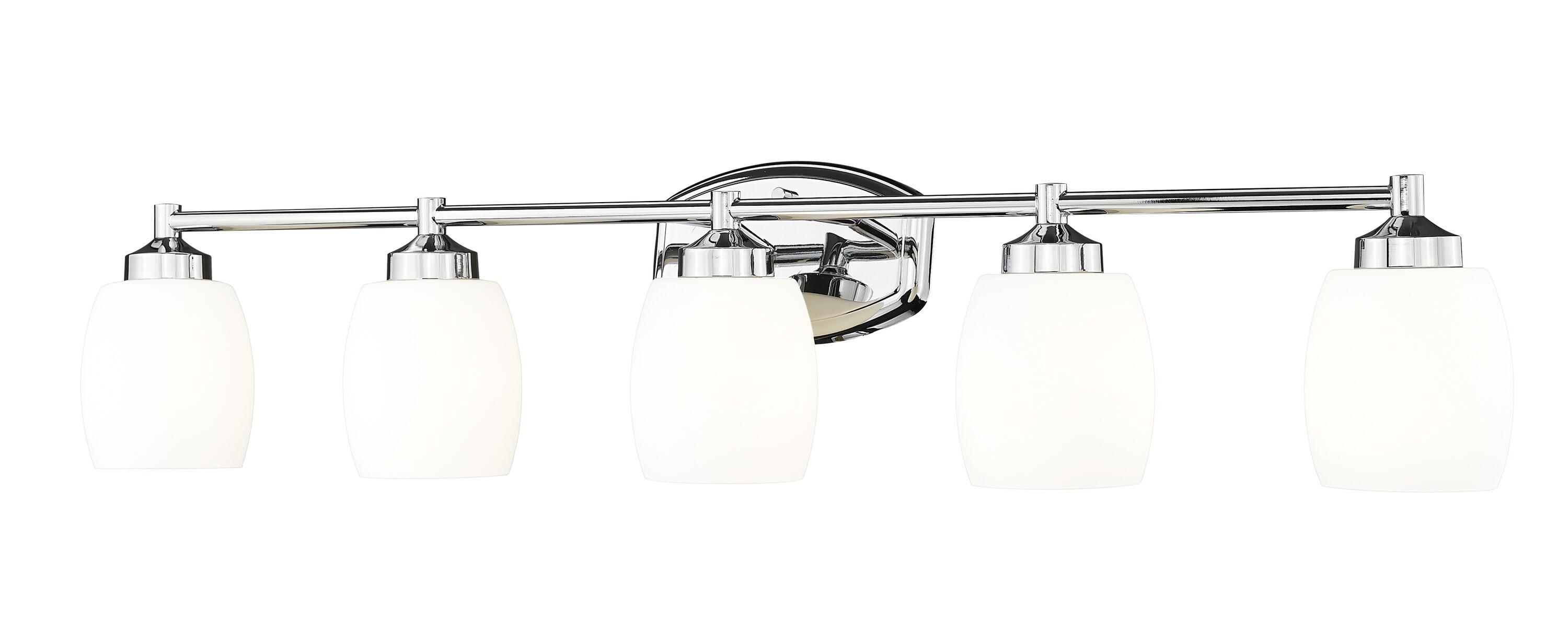 Kendrick 39.25" Chrome Vanity Light with Matte Opal Glass Shades