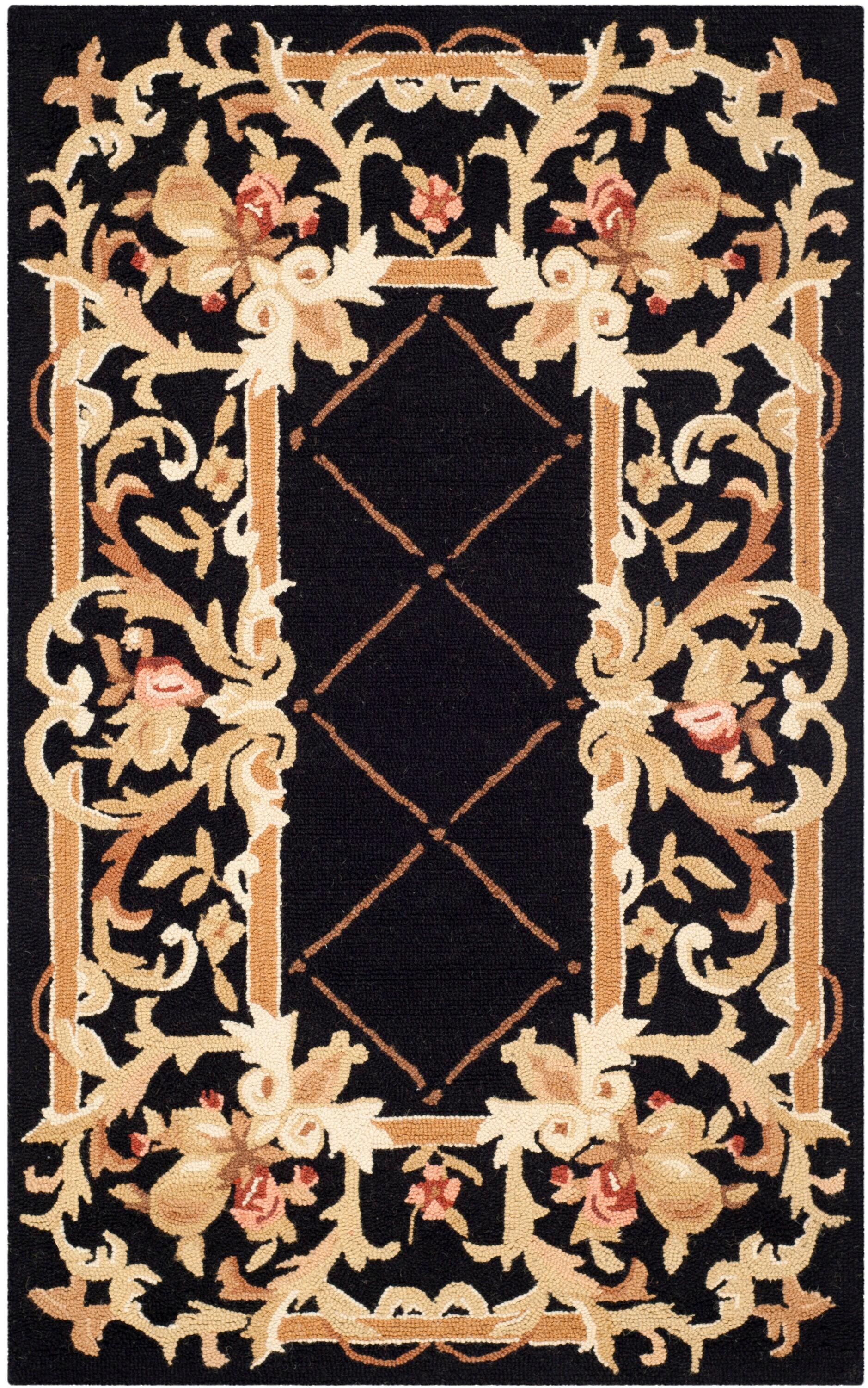 Chelsea HK333 Hand Hooked Accent Rug - Black - 2'6"x4' - Safavieh.