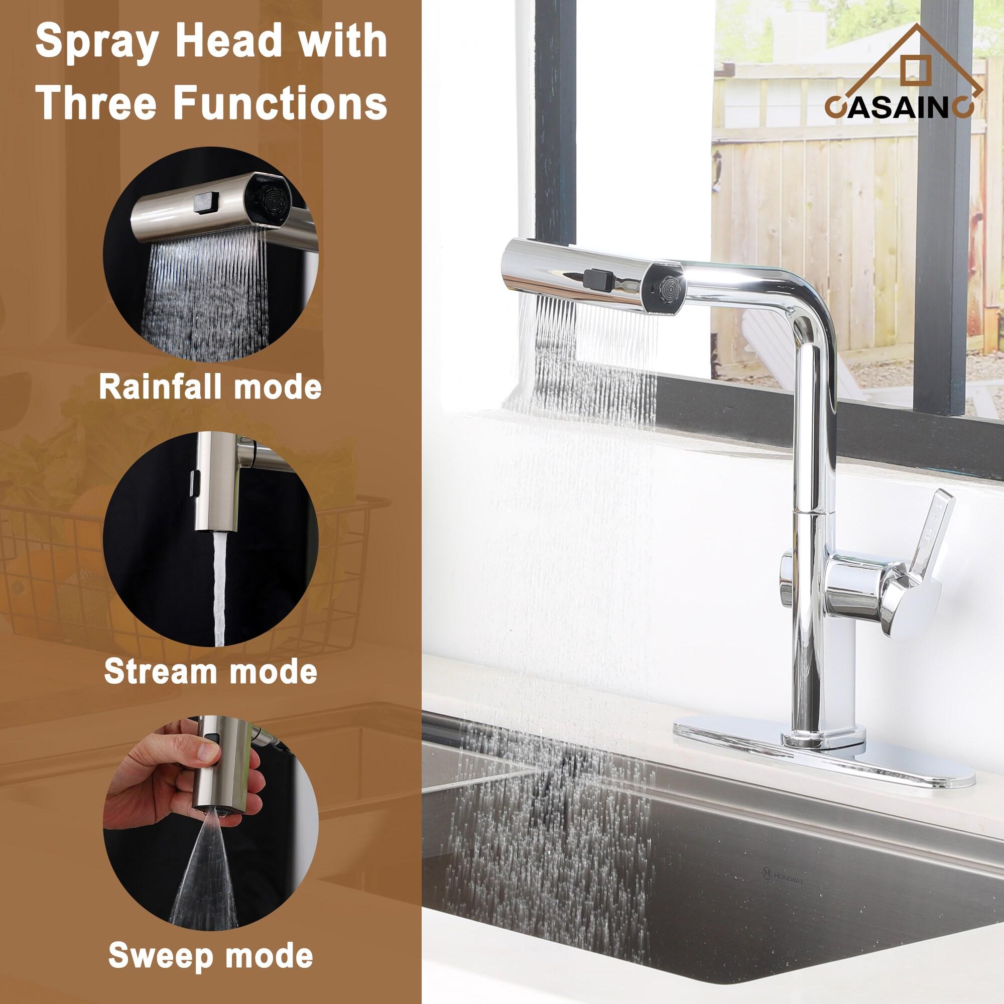 CASAINC 1.8 GPM Single-Handle Spring Pull-Down Kitchen Faucet Single Hole Faucet