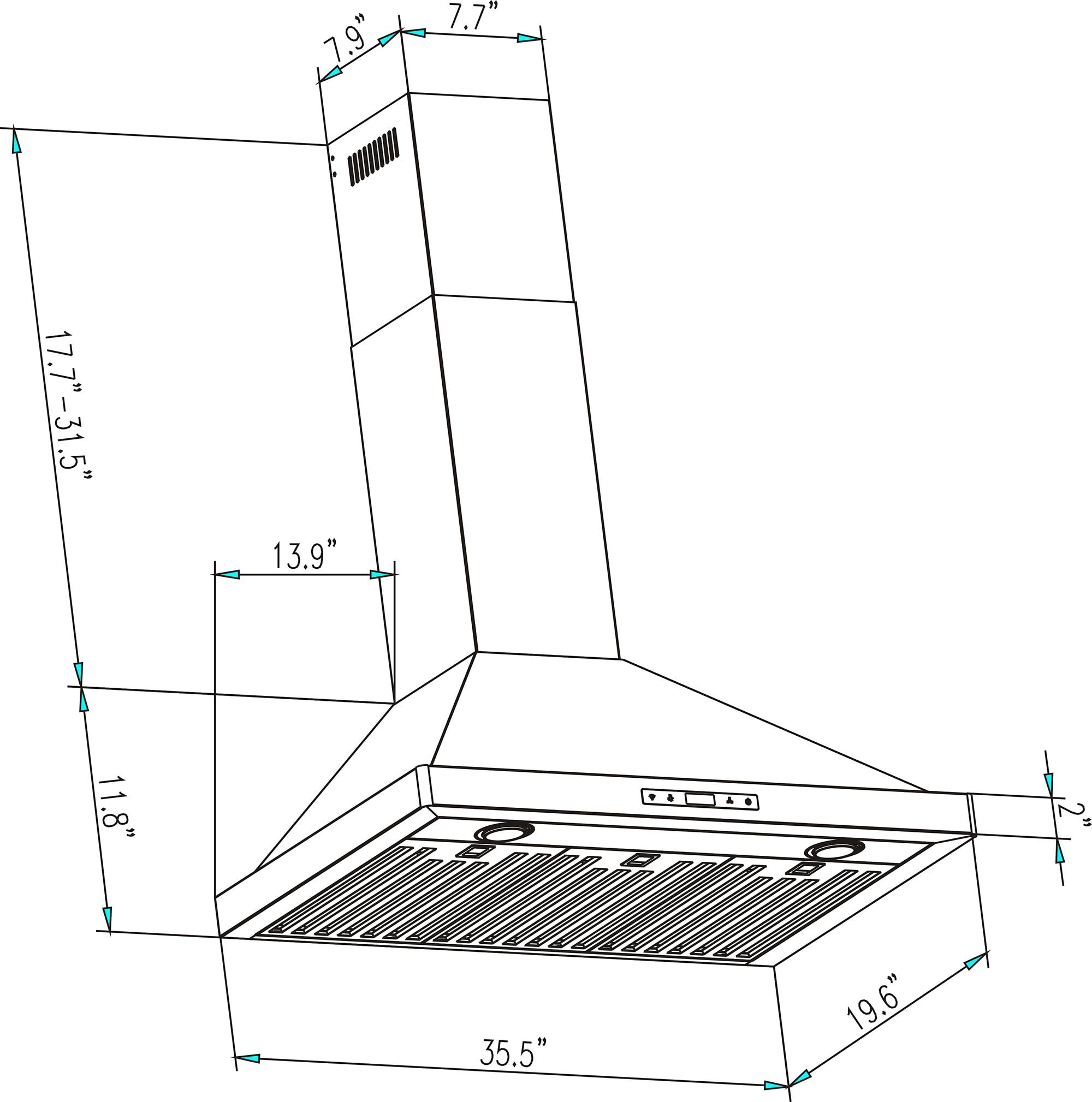 Empava Empava 36" Metal 380 CFM Convertible Wall Range Hood with Baffle Filter
