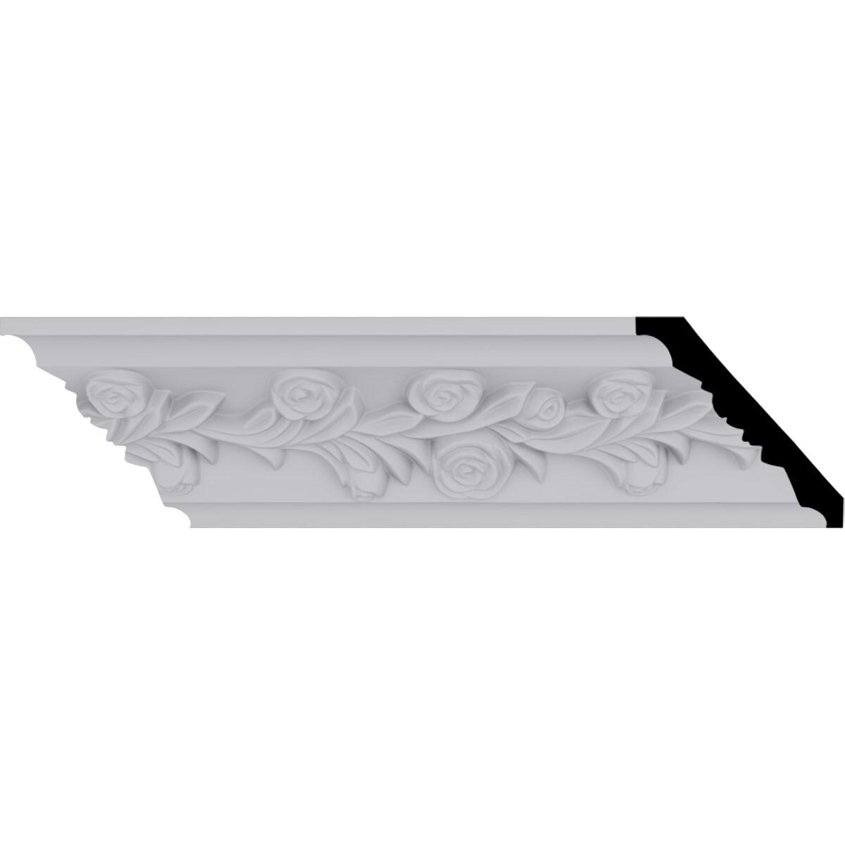 Ekena Millwork 3 7/8"H x 3 7/8"P x 5 1/2"F x 94 1/2"L, (1/2" Repeat) Rose Crown Moulding