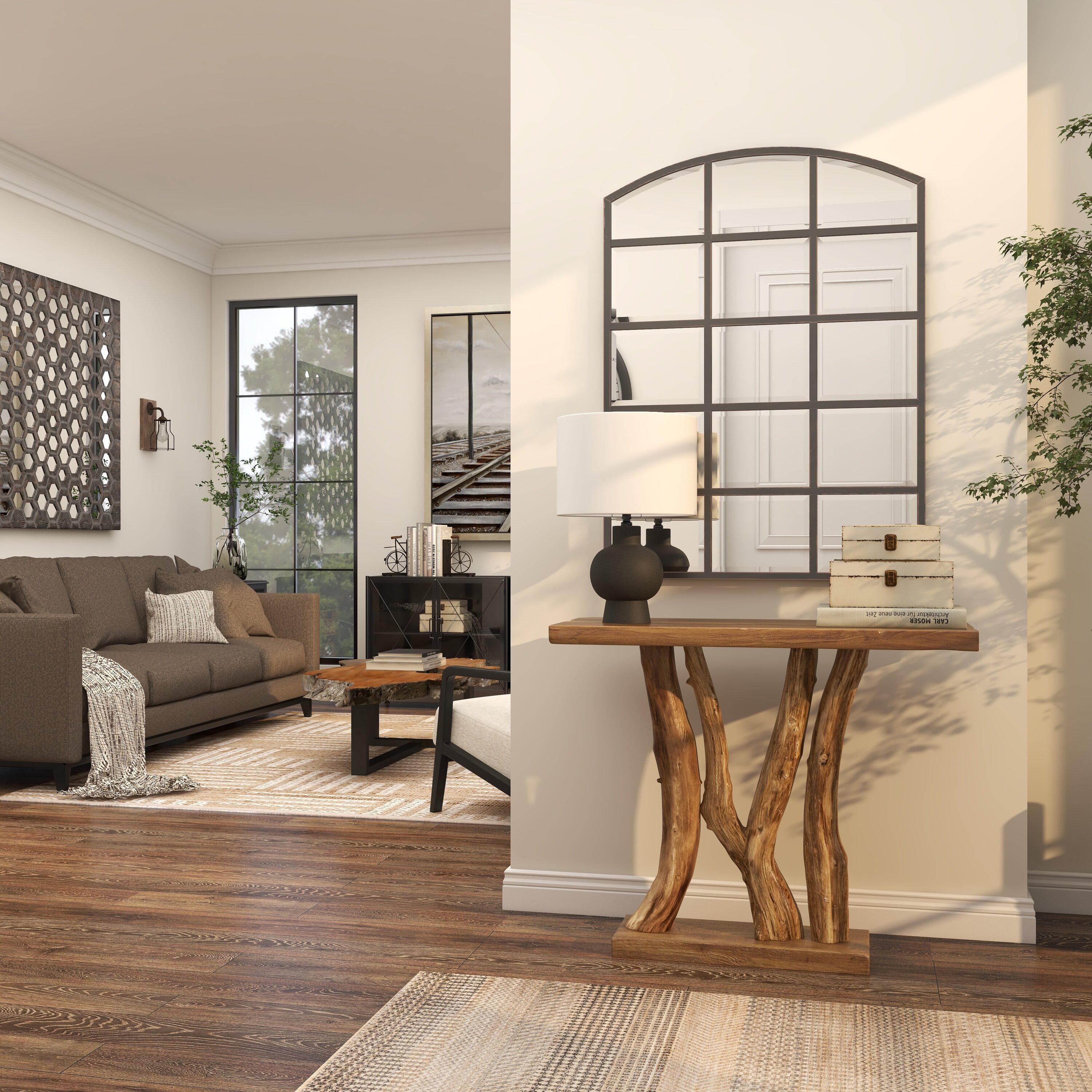 Contemporary Teak Wood Console Table Brown - Olivia & May: Sleek Entryway Furniture, Narrow Design, No Assembly Required