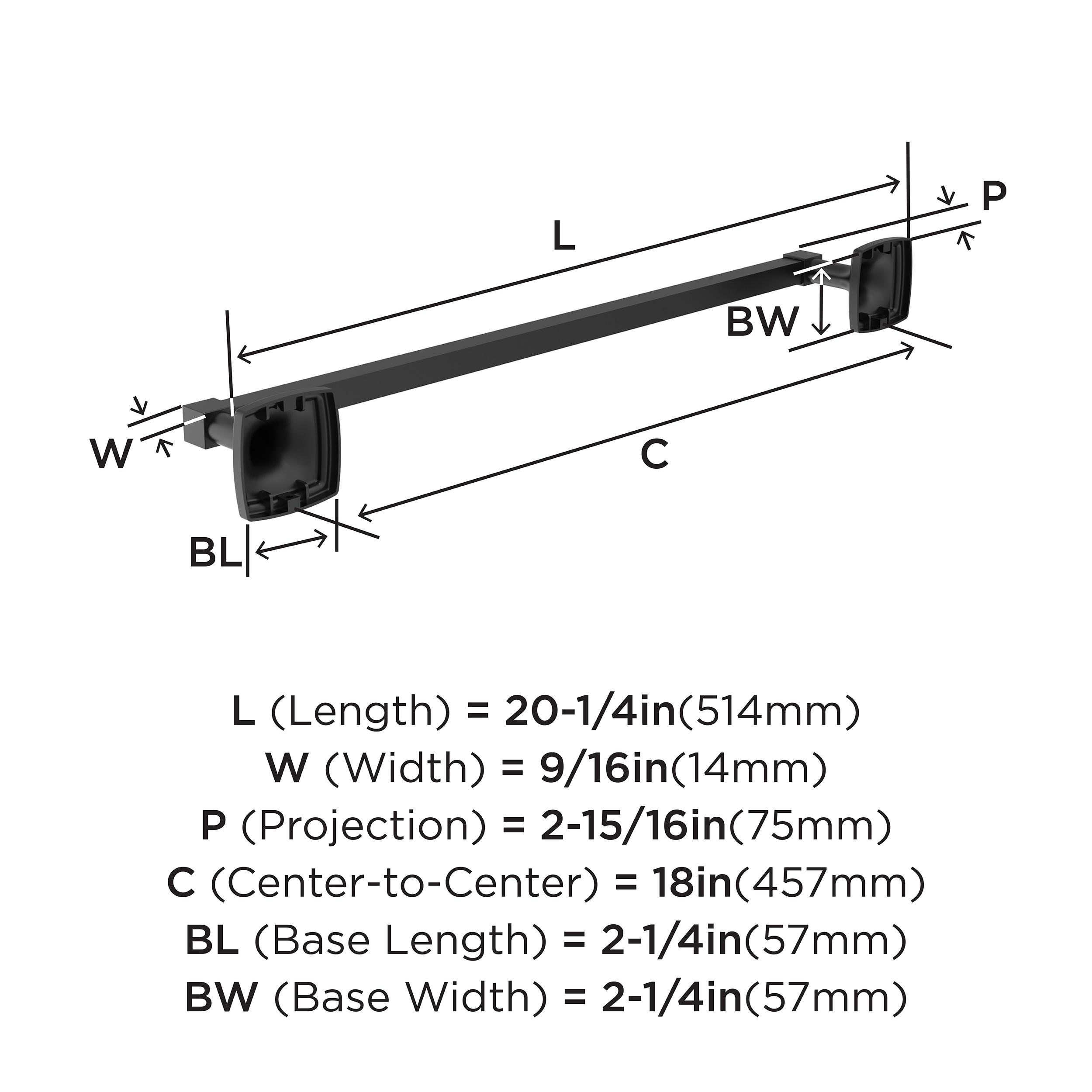 Amerock Stature Matte Black 18 inch (457mm) Towel Bar