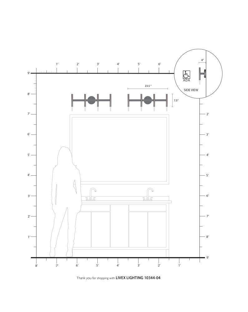 Livex Lighting Copenhagen 4 - Light Vanity in  Black