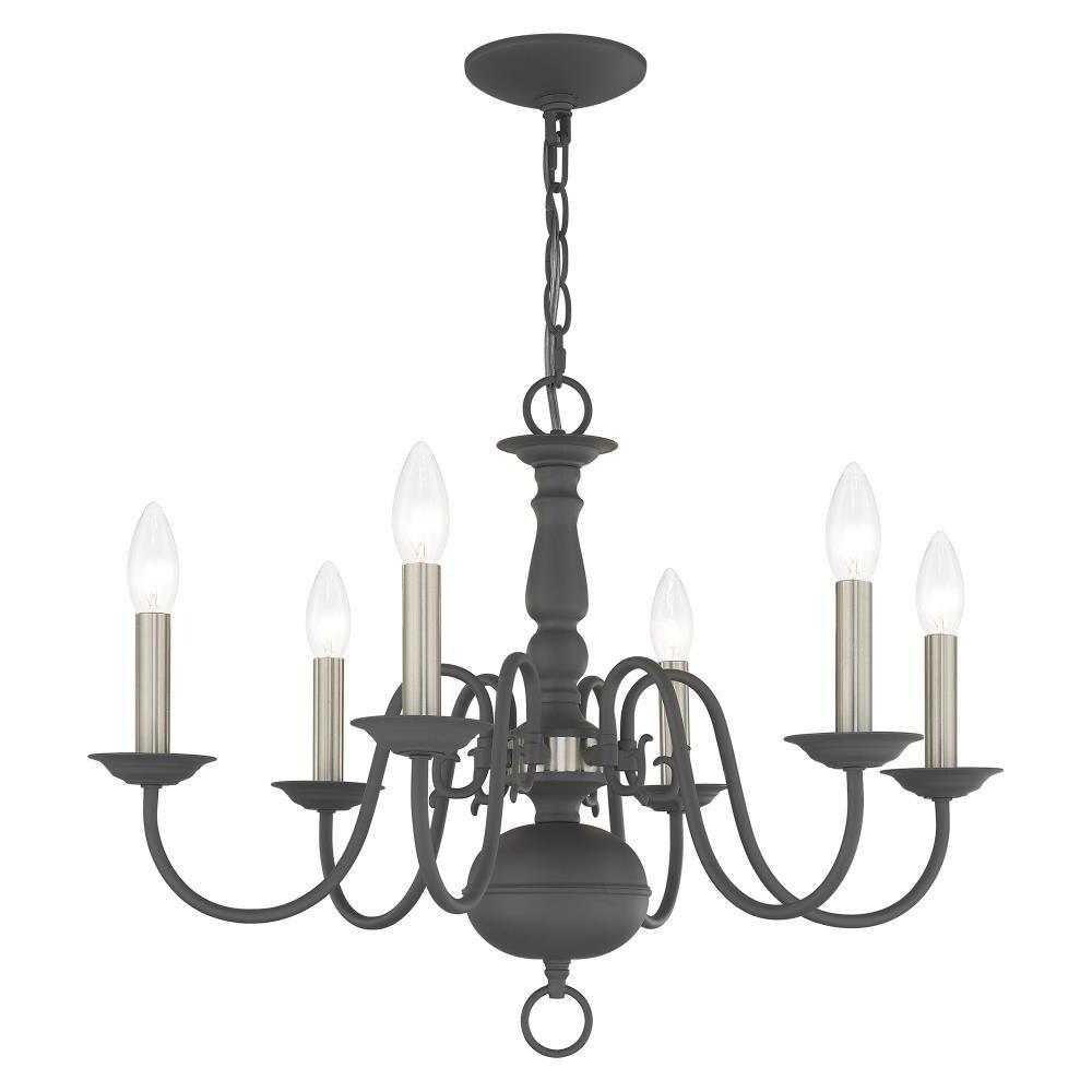 Livex Lighting Williamsburgh 6 - Light Chandelier in  Scandinavian Gray