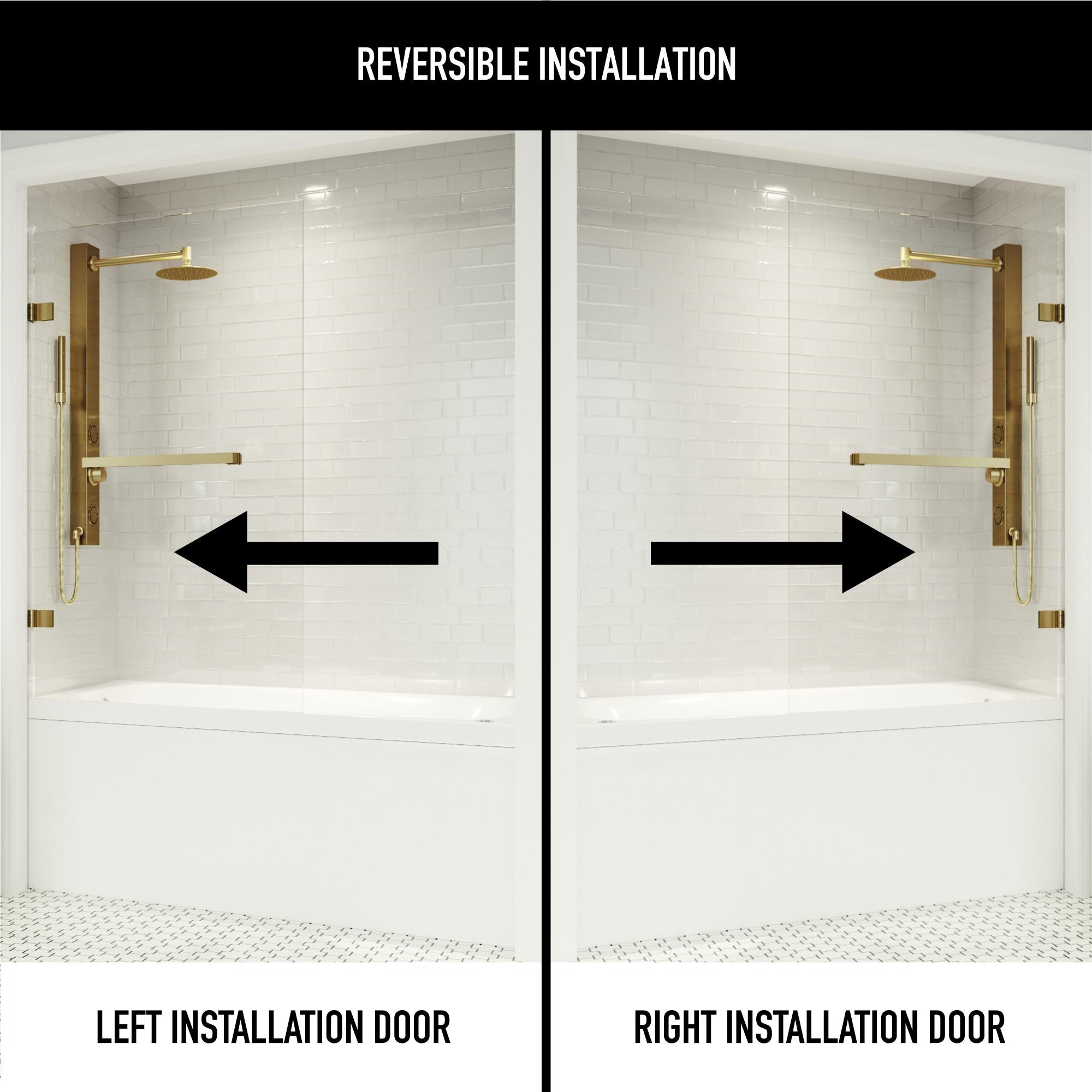 Rialto 34" W x 58" H Hinged Frameless Tub Door with with 5/16" Glass