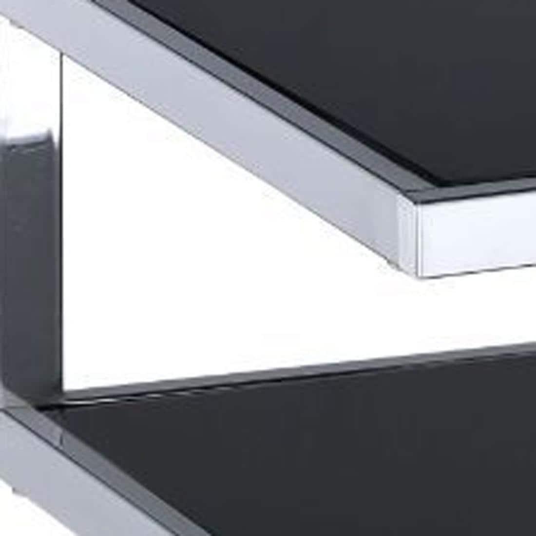 Black Glass And Chrome 3 Tier Shelves End Table