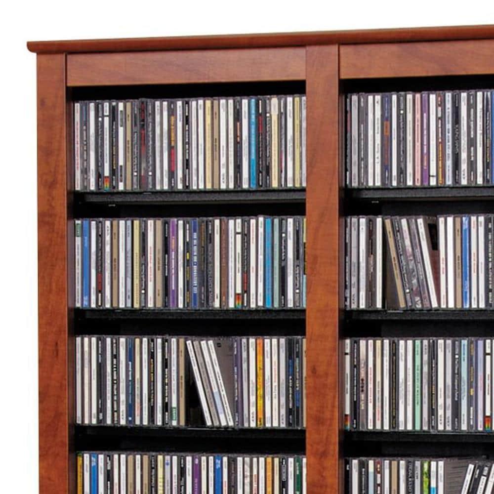 Prepac Double Floating Media Wall Storage in Cherry and Black