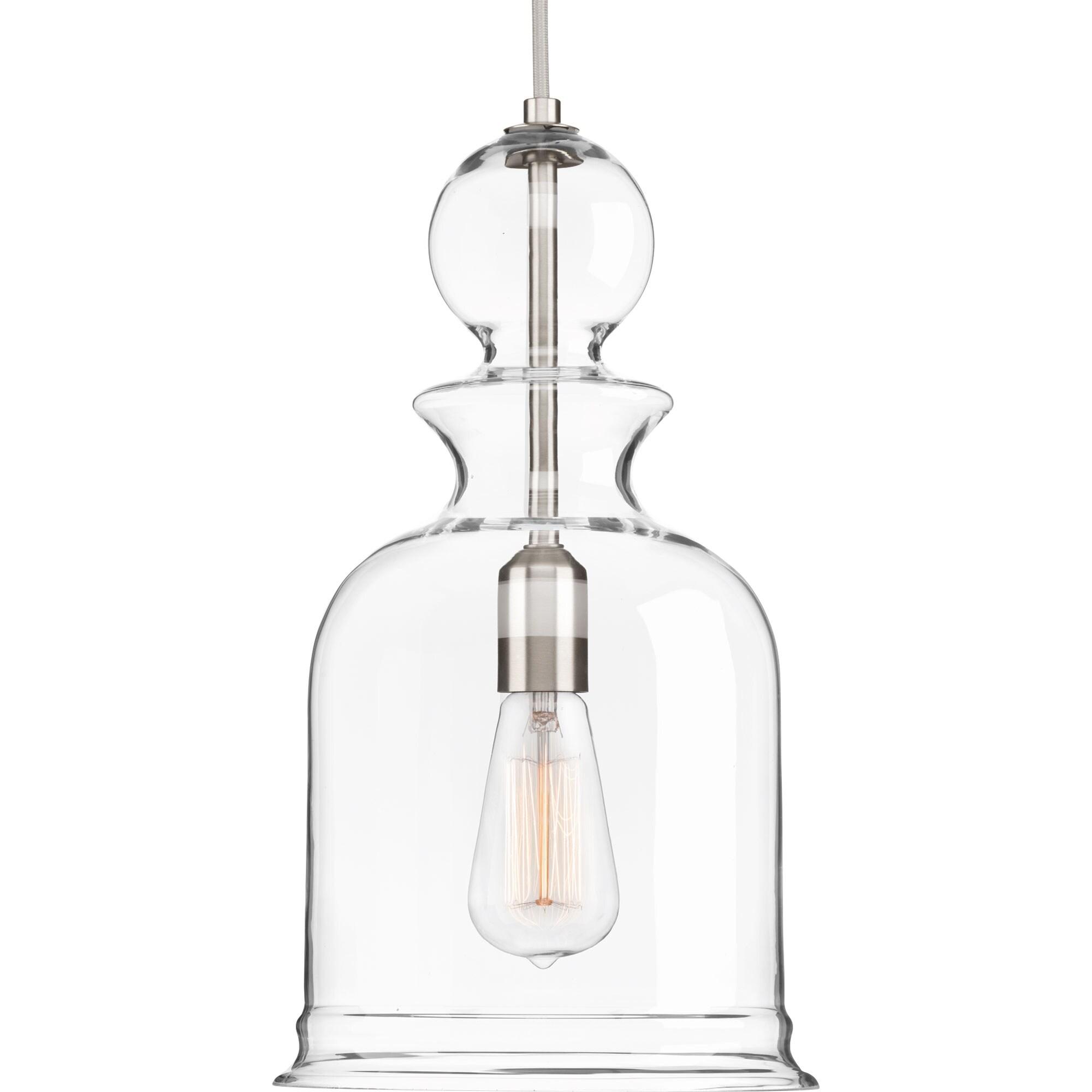 Progress Lighting, Staunton Collection, 1-Light Wall Sconce, Brushed Nickel, Clear Glass Shade