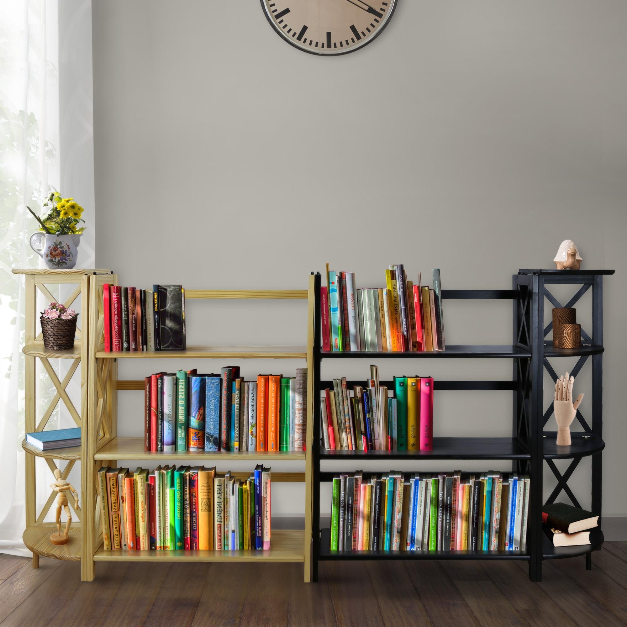 Casual Home Montego 3 Shelf Corner Folding Bookcase with Mantel Top