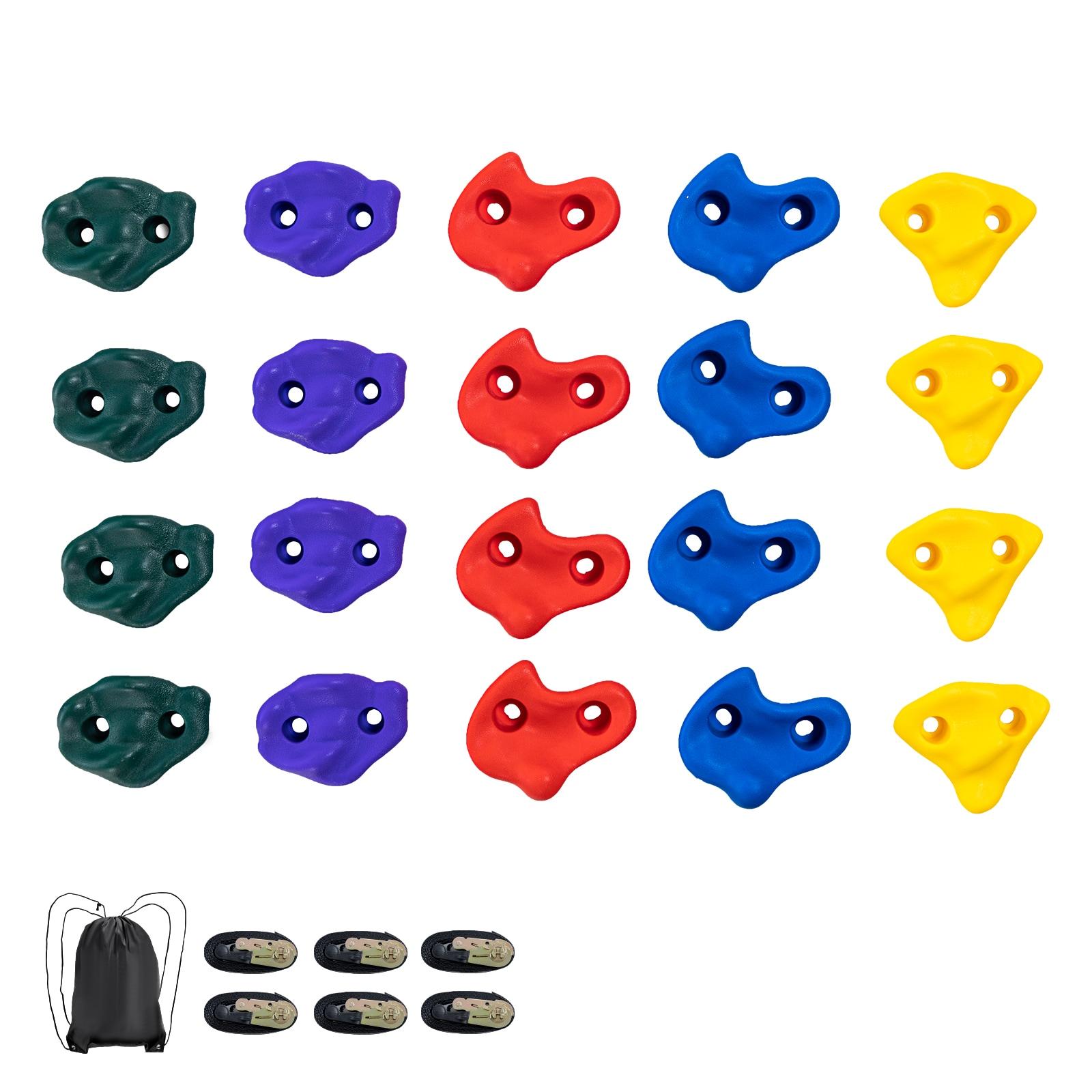 VEVOR Ninja Tree Climbing Kit,20 Tree Climbing Holds and 6 Ratchet Straps,Large Climbing Rocks for Kids and Adults Climber,Various Colors and Shapes