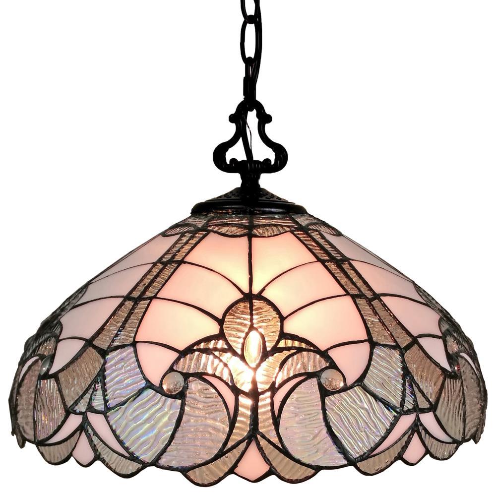 Amora Lighting  16 in. Wide Tiffany Style Hanging Lamp, White