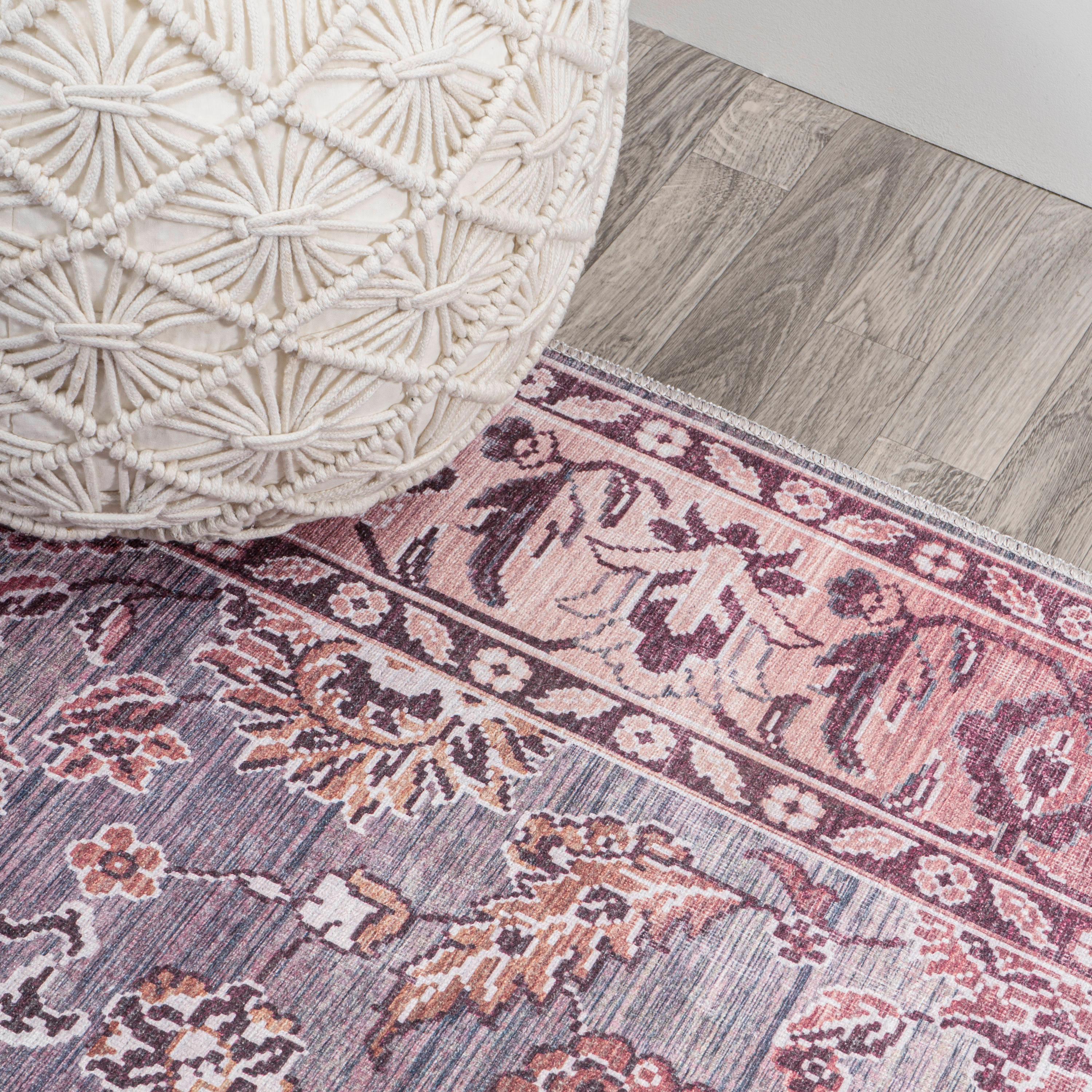 5' x 8' Victoria Ornate Persian All-Over Washable Area Rug, Brown/Gray - JONATHAN Y