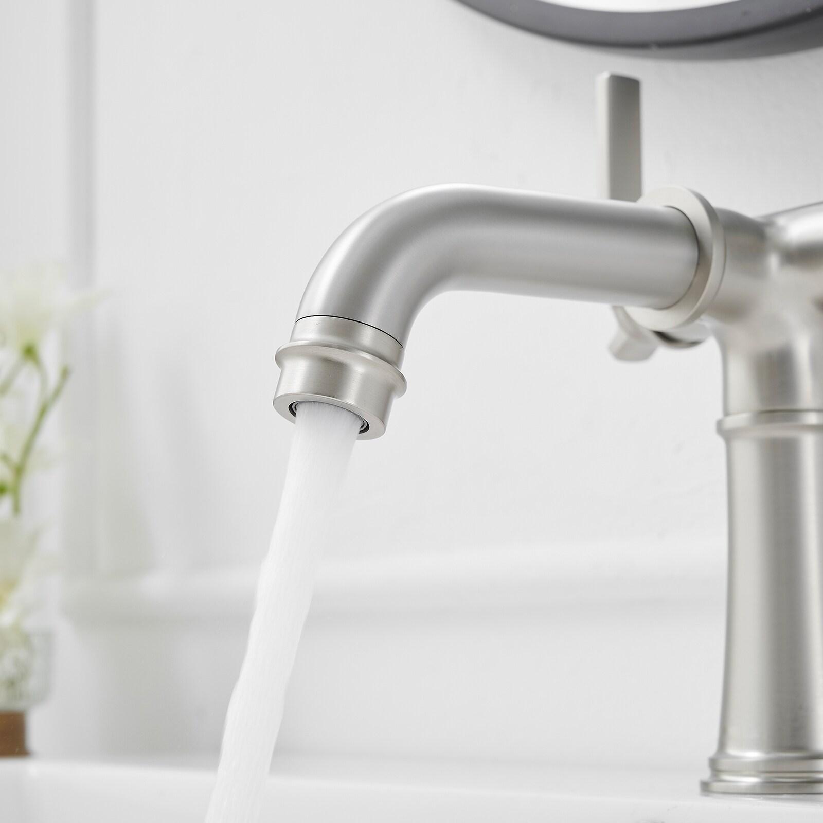 BWE Double Handle Industrial Style Bathroom Faucet Lavatory Mixer Tap Commercial Vanity