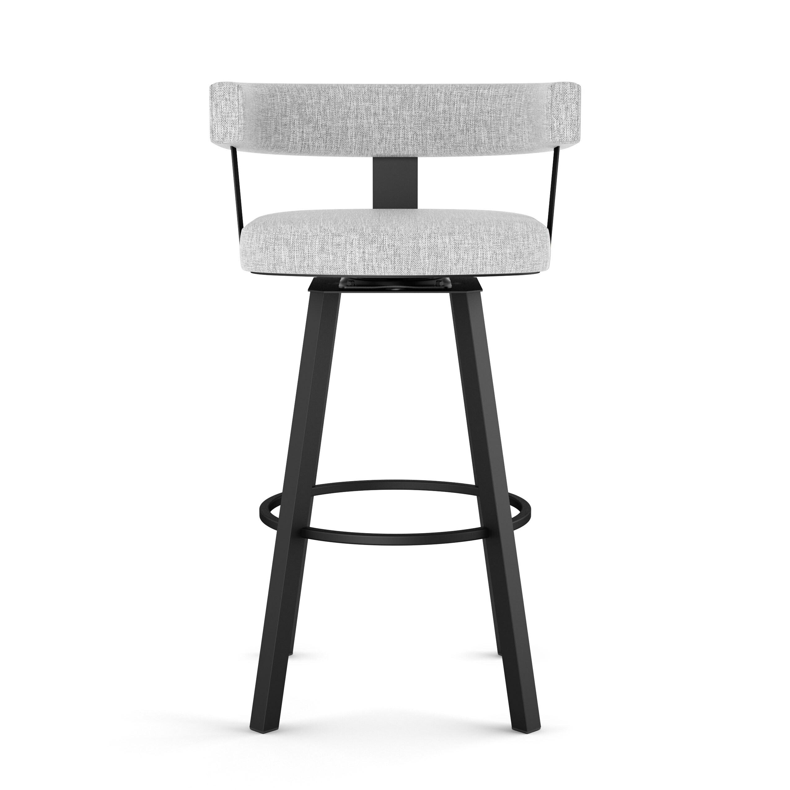 Amisco Parker 26 In. Swivel Counter Stool - Grey White Polyester / Black Metal