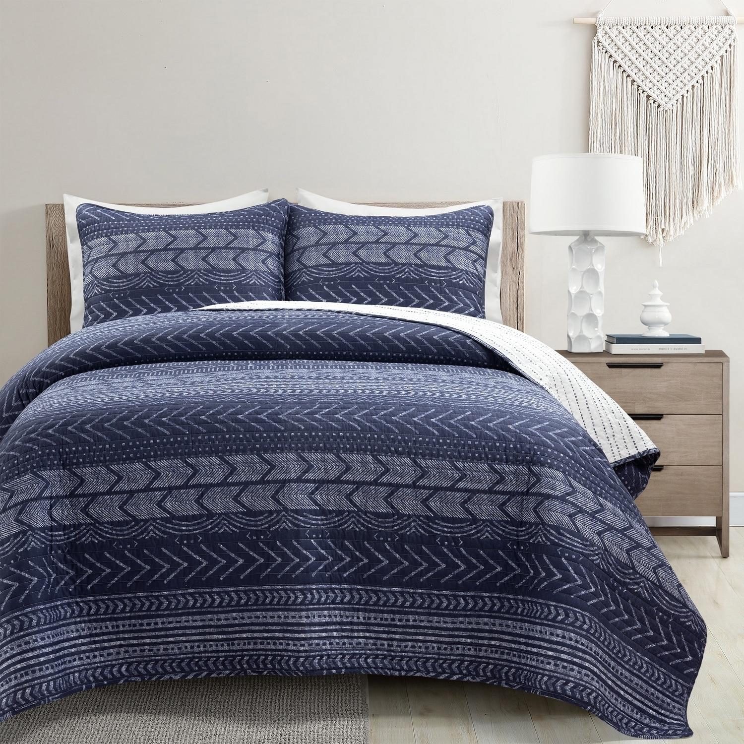 Lush Decor Hygge Geo Reversible Contemporary 3-Piece Quilt Set