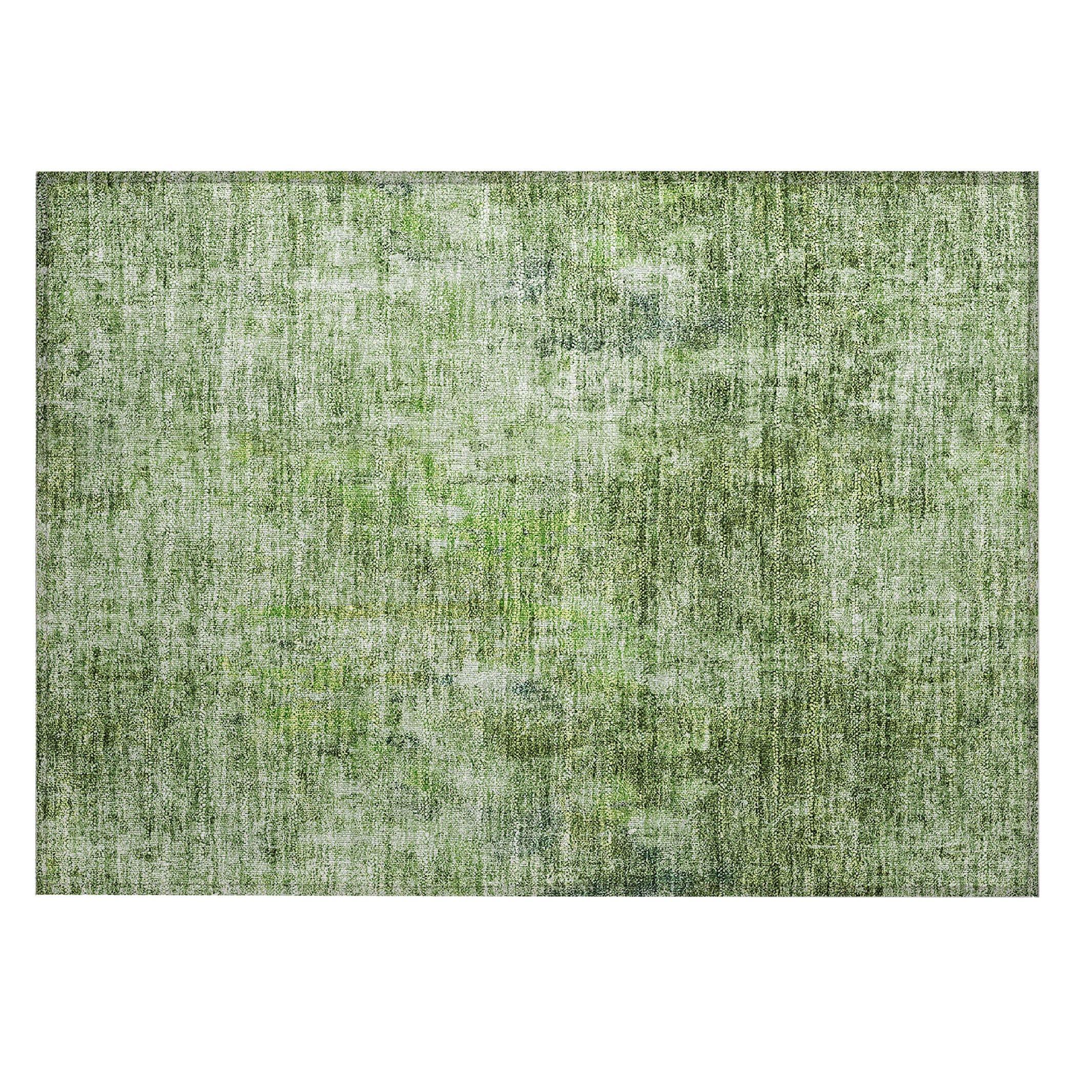 Olive Green Synthetic Flat Woven Reversible Rug 1'8" x 2'6"