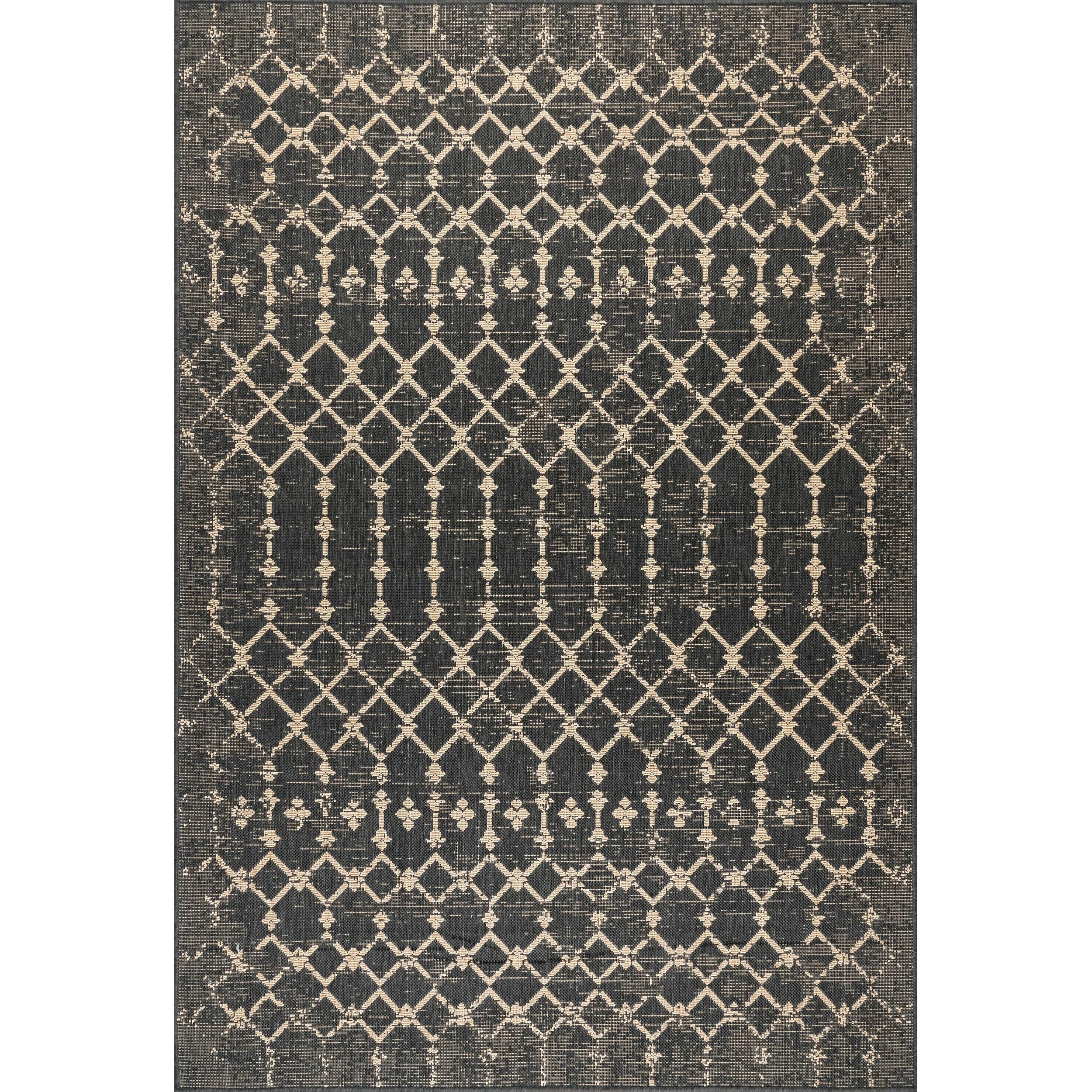 Nuloom Grayson Moroccan Trellis Indoor and Outdoor Area Rug, Gray, 6'7"x9'