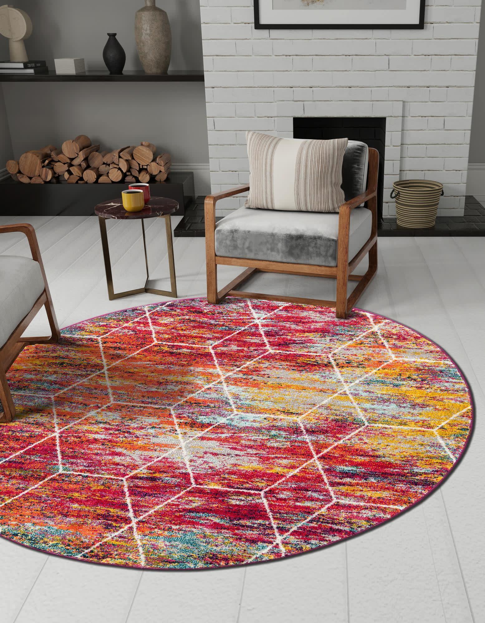 Unique Loom 7' 0 x 7' 0 Trellis Frieze Geometric Multi Area Rug