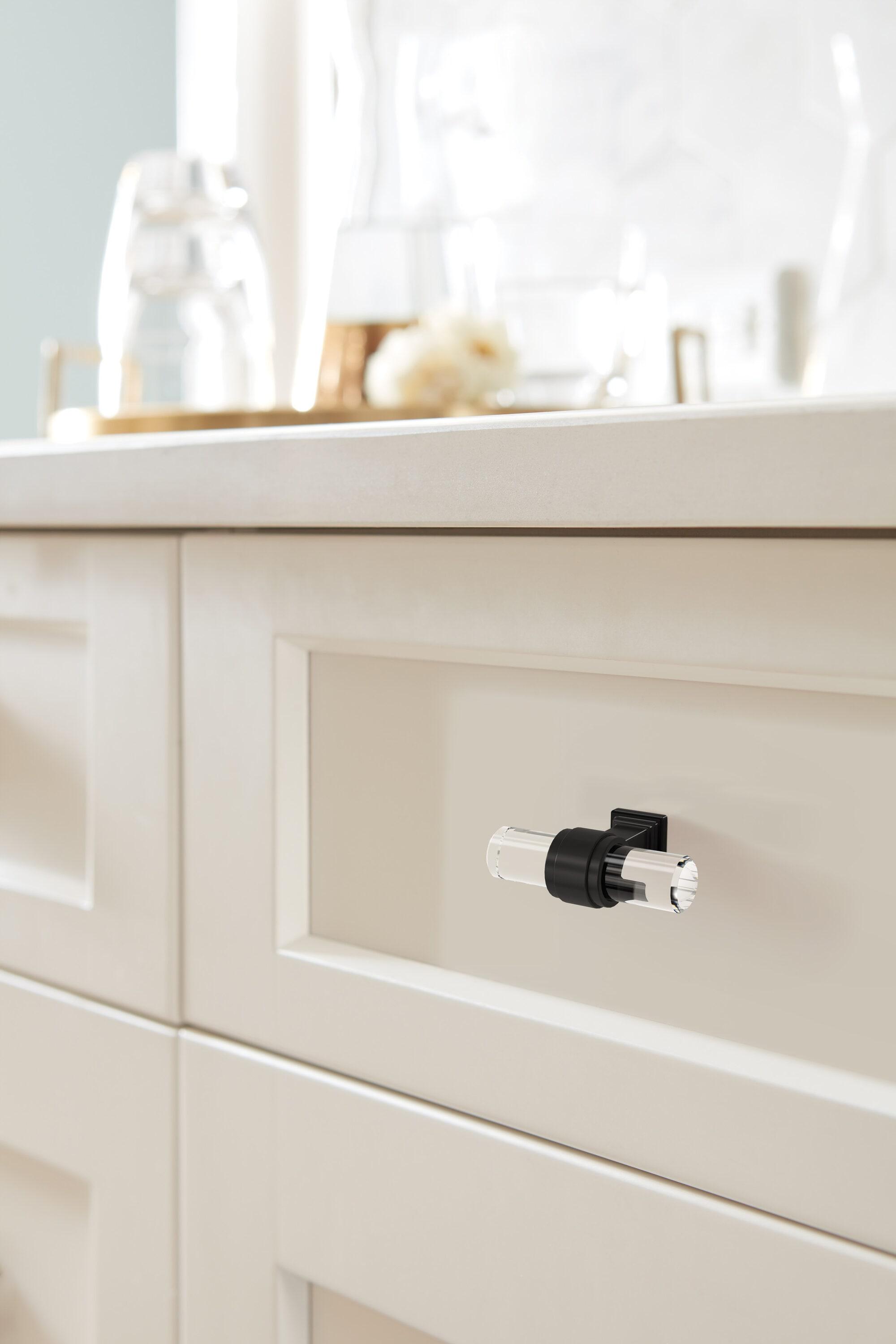 Amerock Glacio 2-1/8 inch (54mm) Length Clear/Black Bronze Cabinet Knob